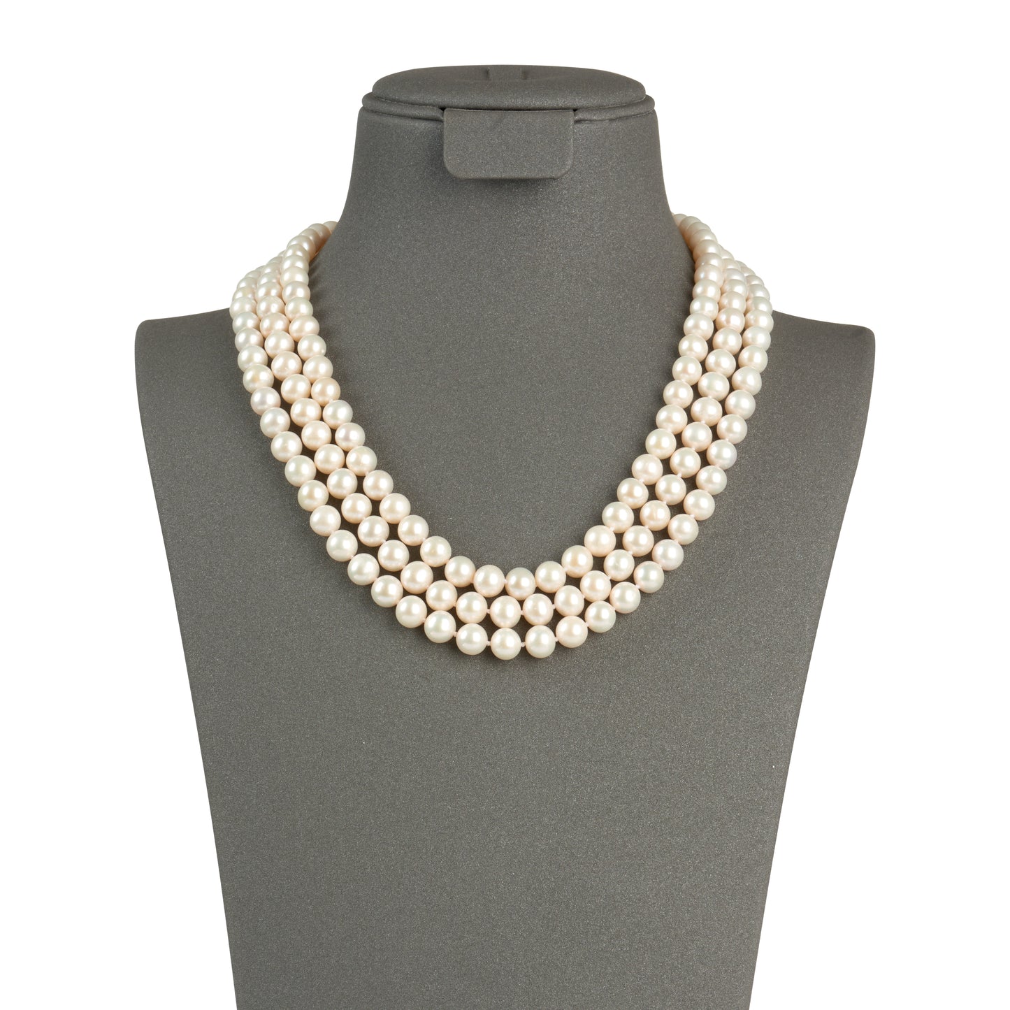 Triple strand Necklace with Oval Clasp