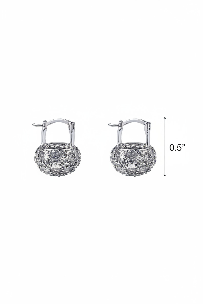Crystal Pavé Cluster Earrings - 0.5" Height Measurement