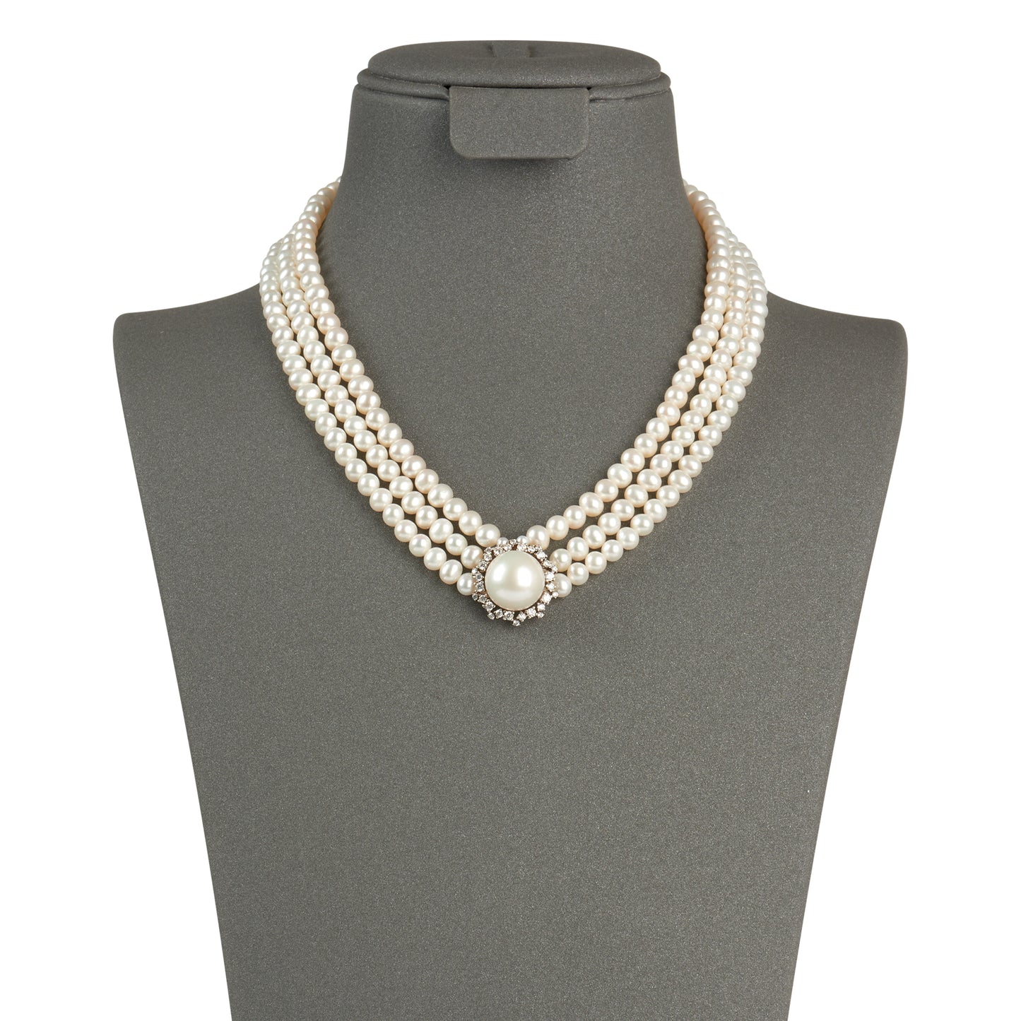 Triple Strand Mabe Pearl Necklace