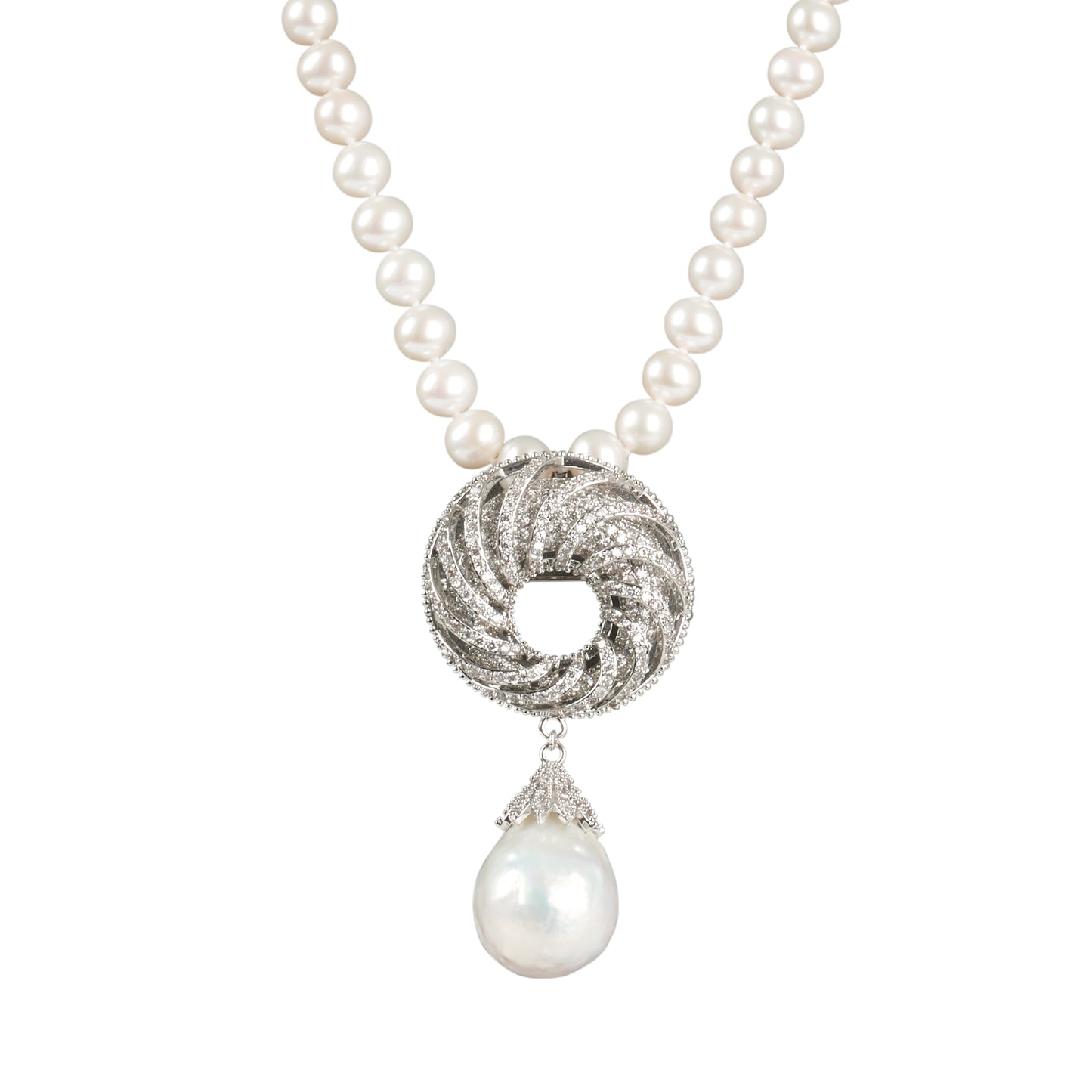 Baroque Pendant with Hidden Swirls Pearl Necklace