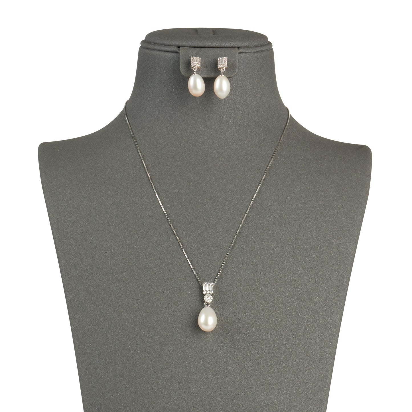 Square Pearl Pendant Jewelry Set