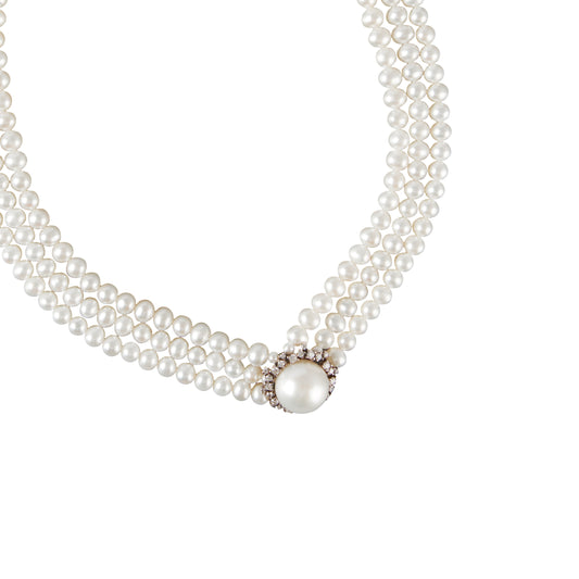 Triple Strand Mabe Pearl Necklace