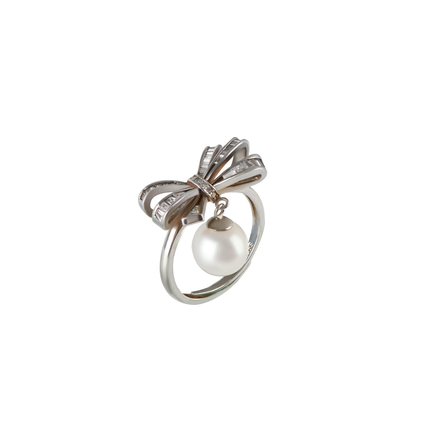 Petit Bow with Pearl Charm Ring