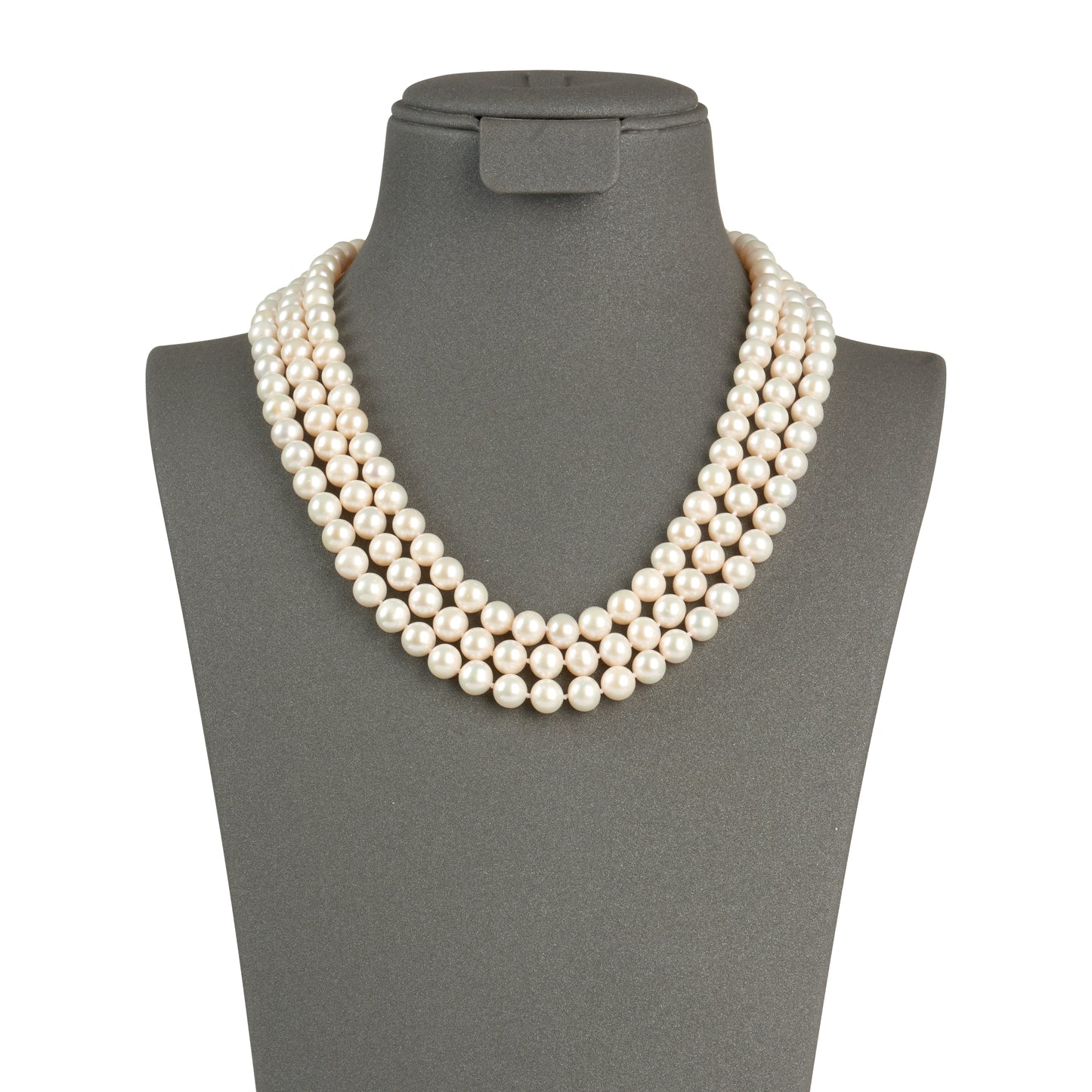 Triple strand Necklace with Oval  Clasp