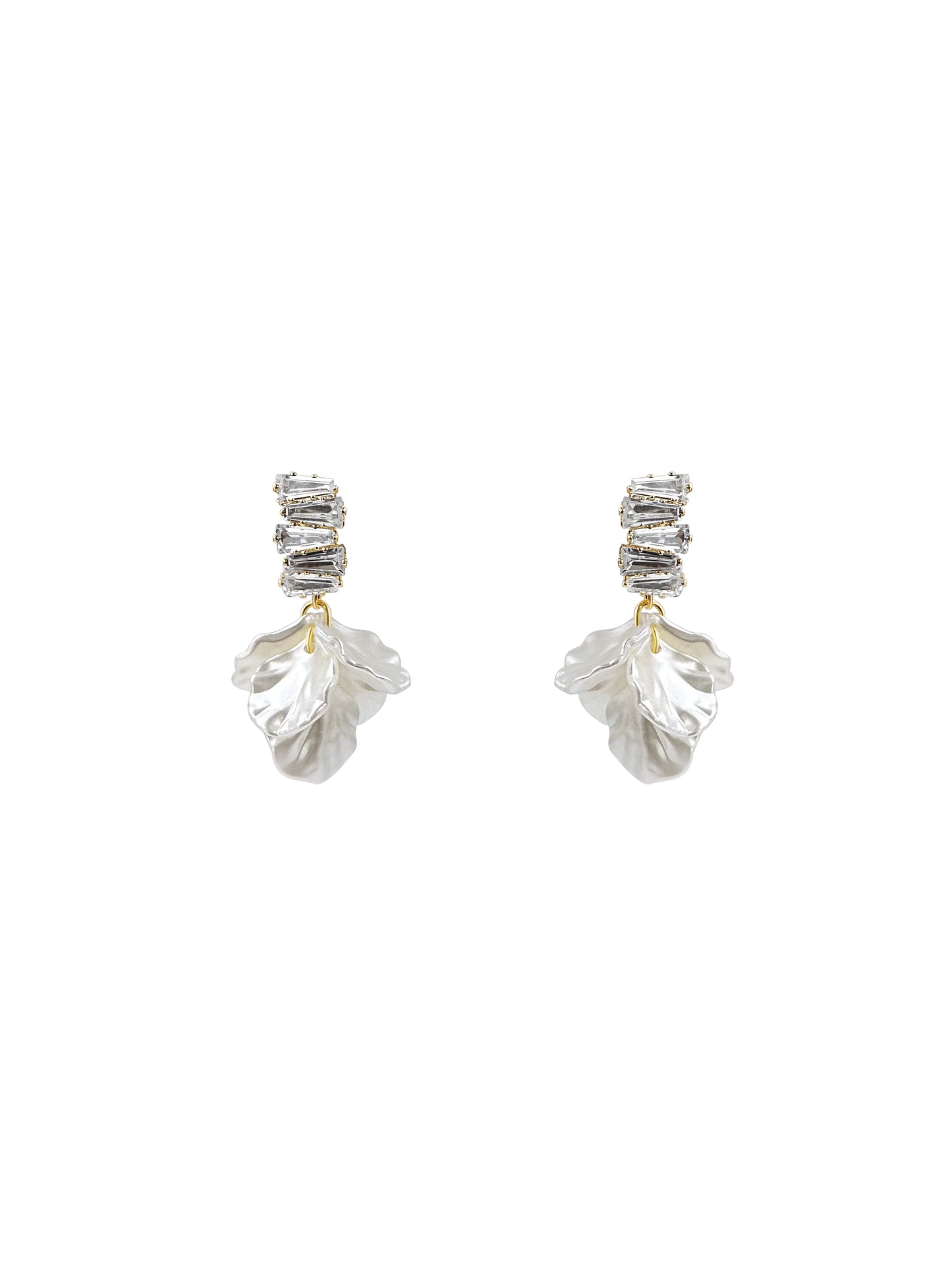 Crystal Baguette Petal Drop Earrings