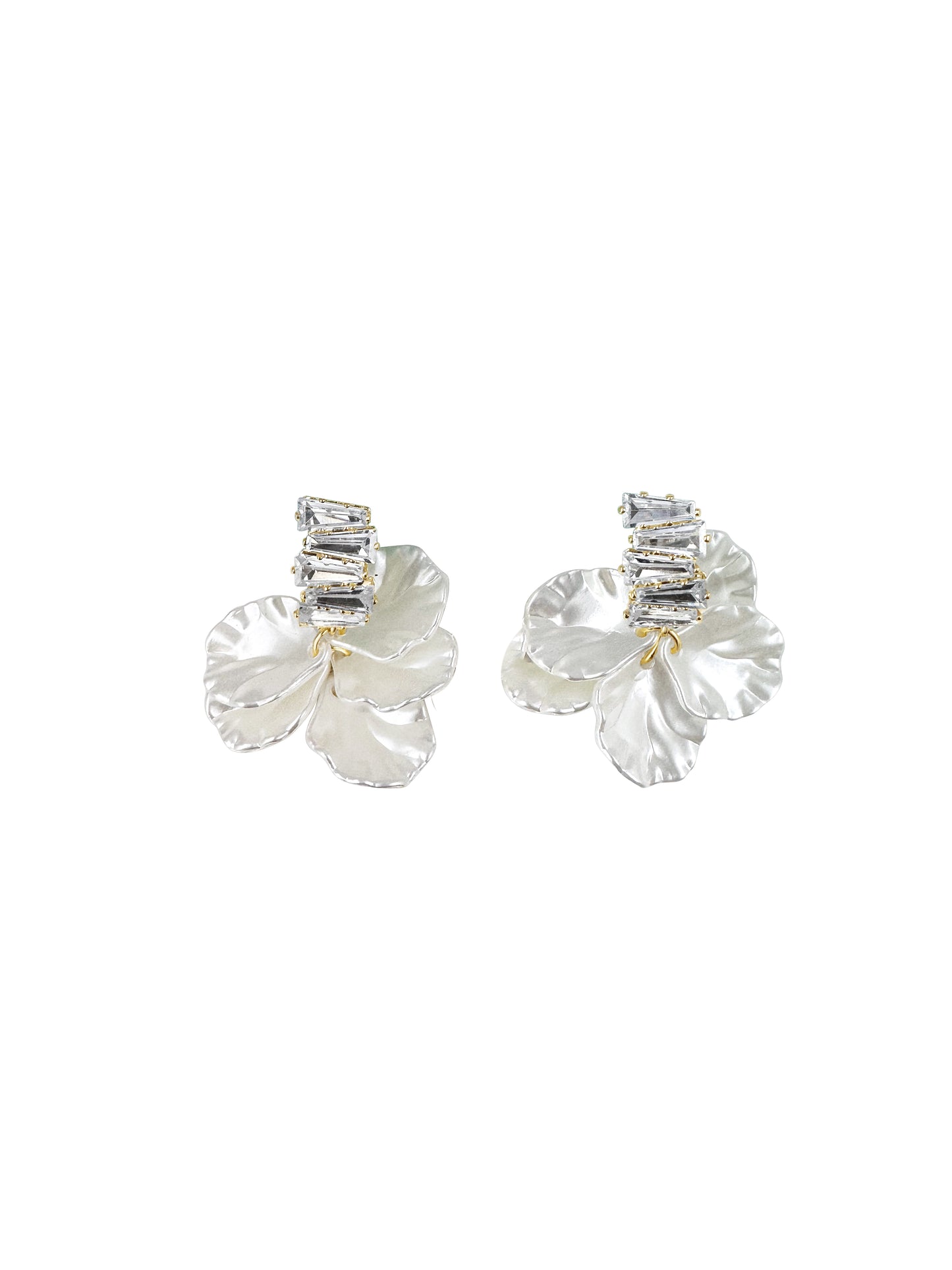 Crystal Baguette Petal Drop Earrings