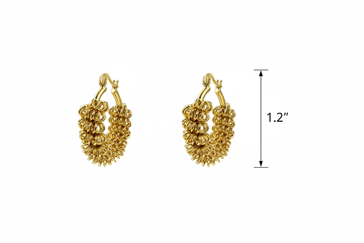Gold Chainmail Mesh Hoop Earrings