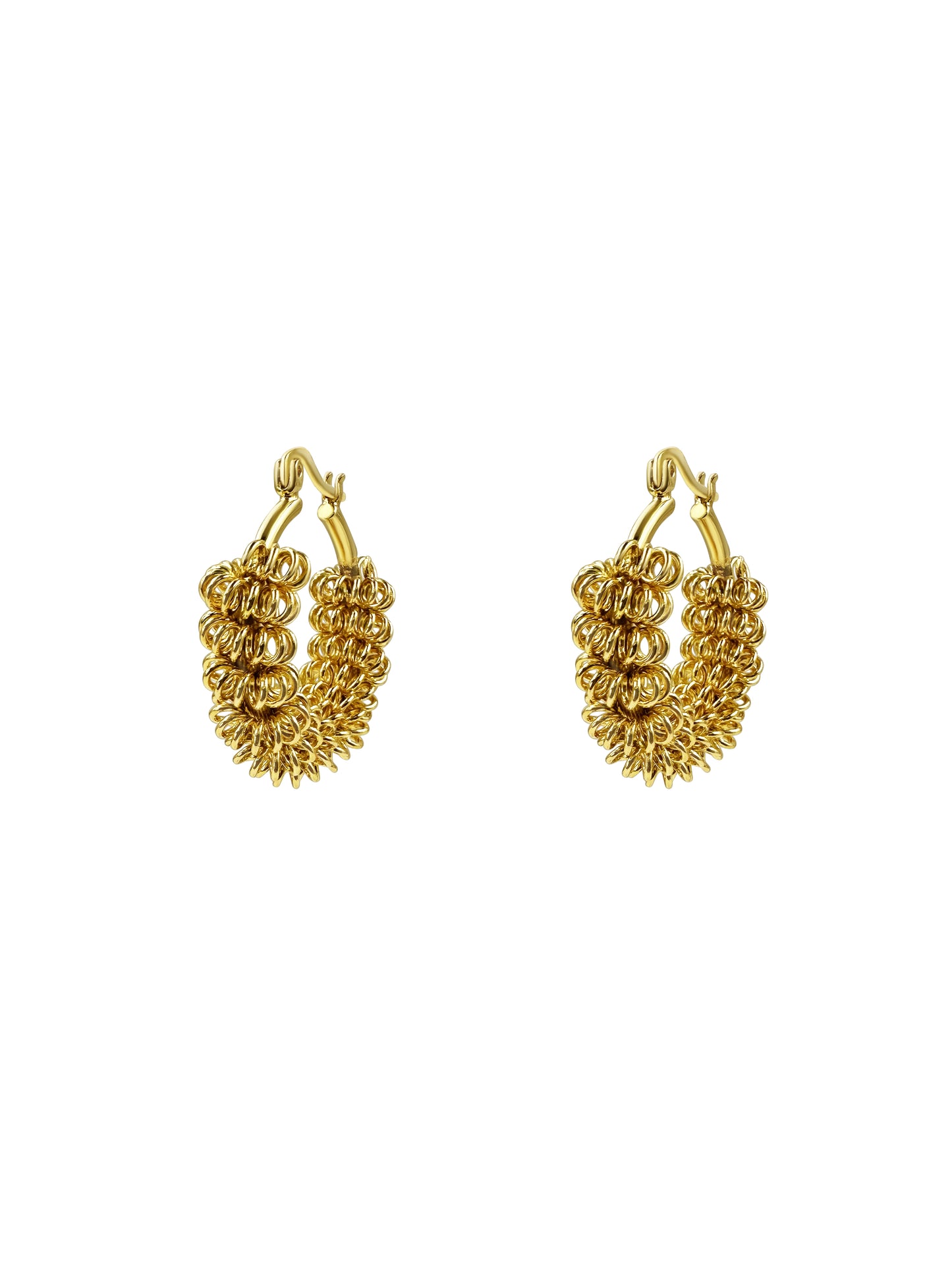 Gold Chainmail Mesh Hoop Earrings