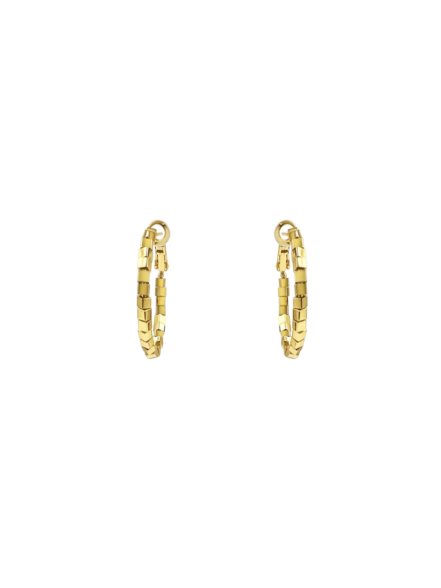 Gold Cubic Link Hoop Earrings