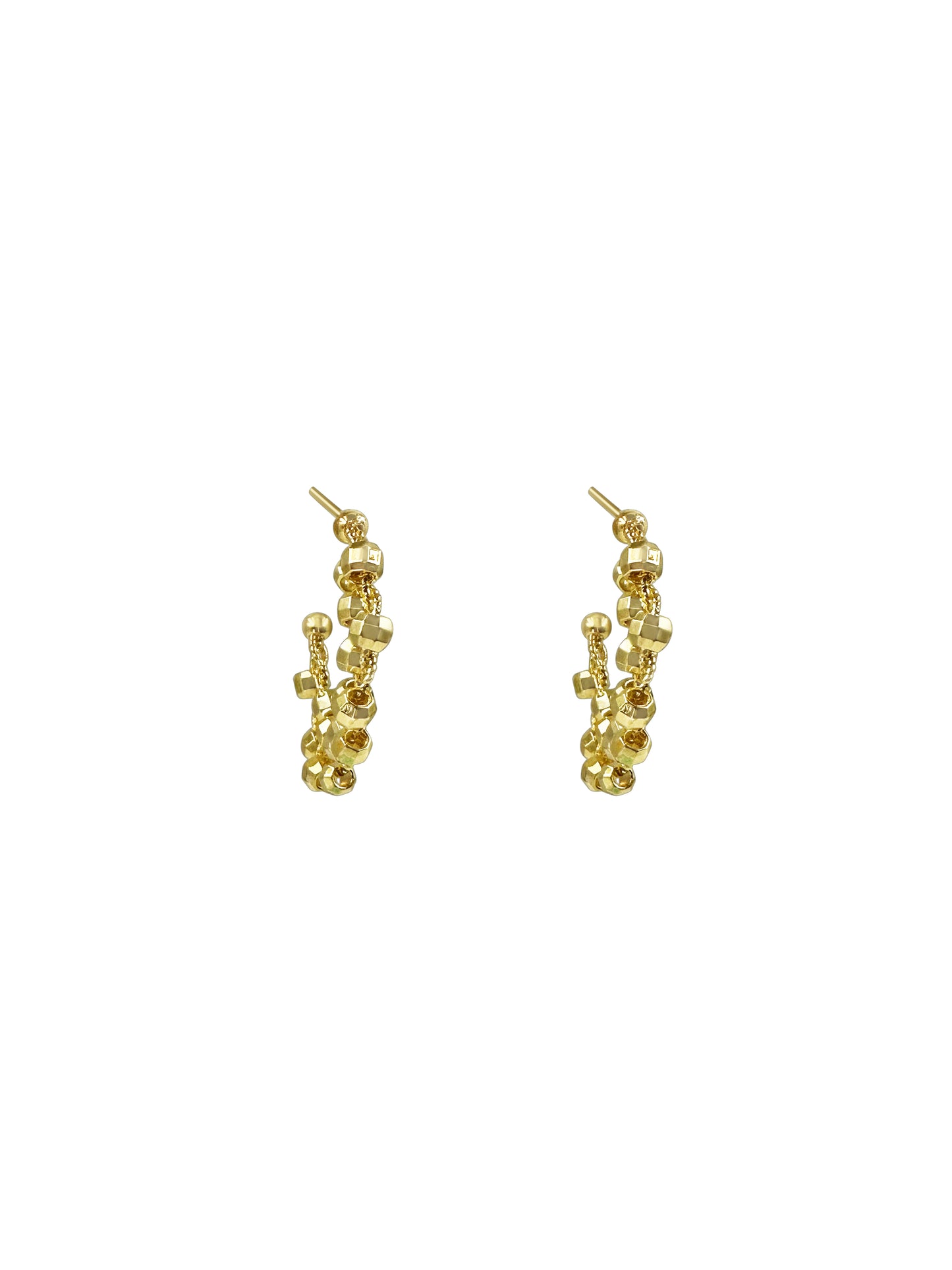 Gold Disco Bead Hoop Earrings