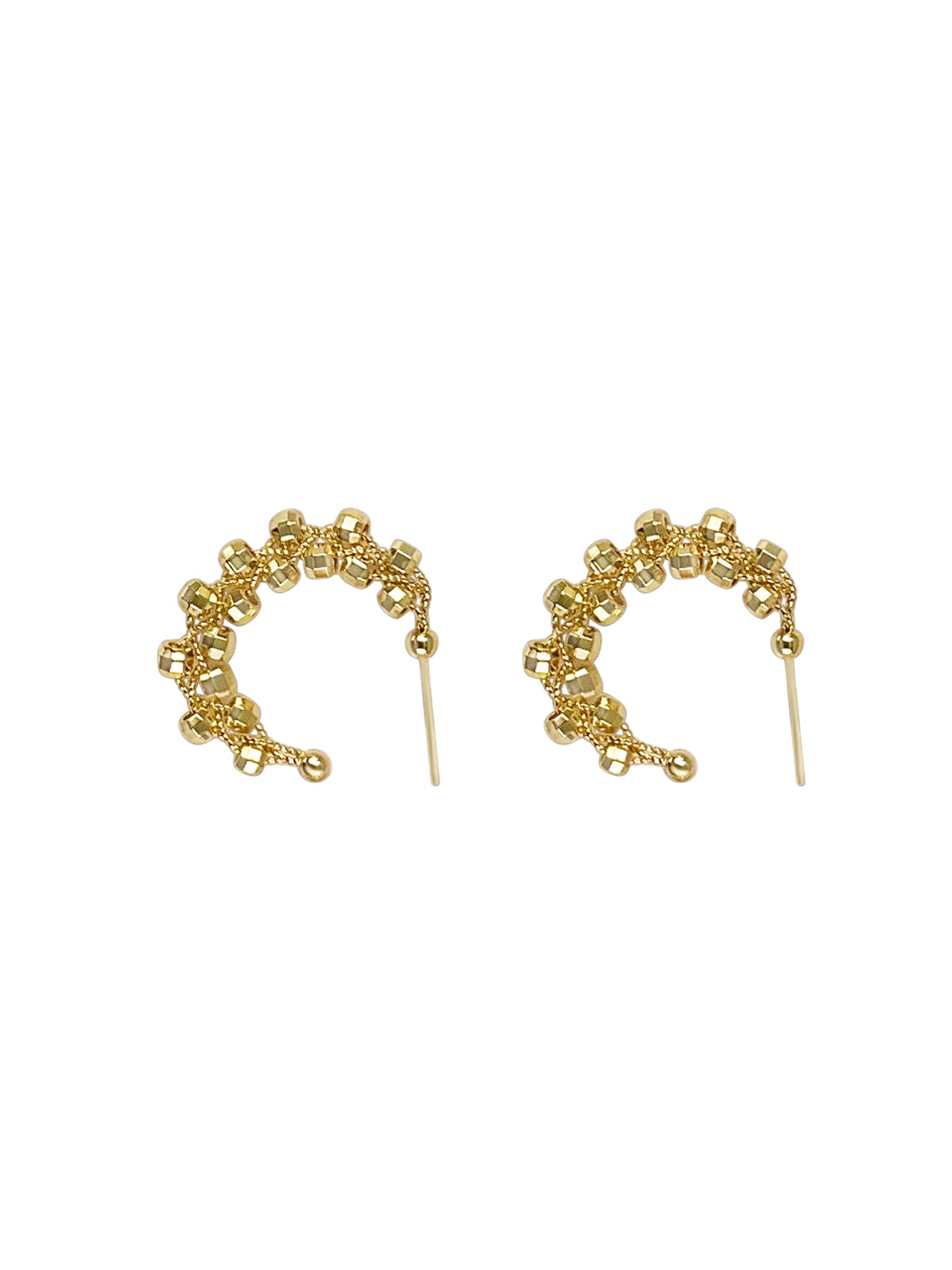 Gold Disco Bead Hoop Earrings