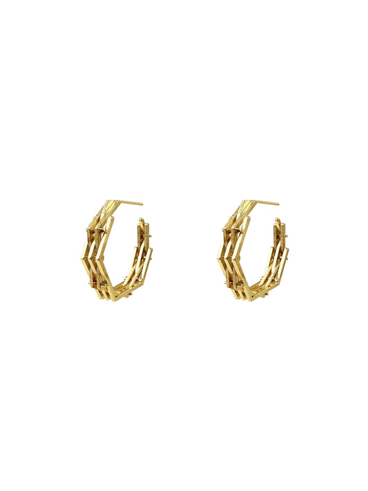 Gold Geometric Bar Hoop Earrings
