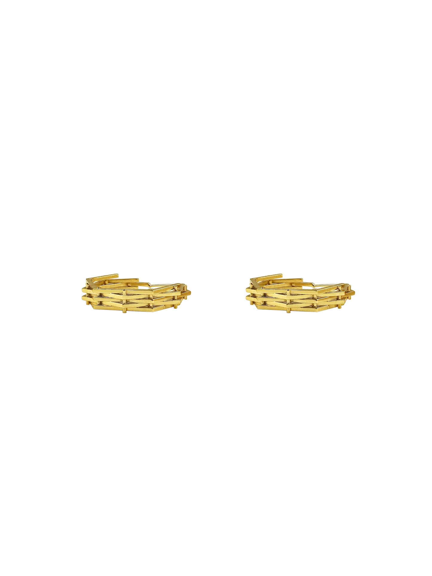 Gold Faceted Hexagon C-Hoop Earrings