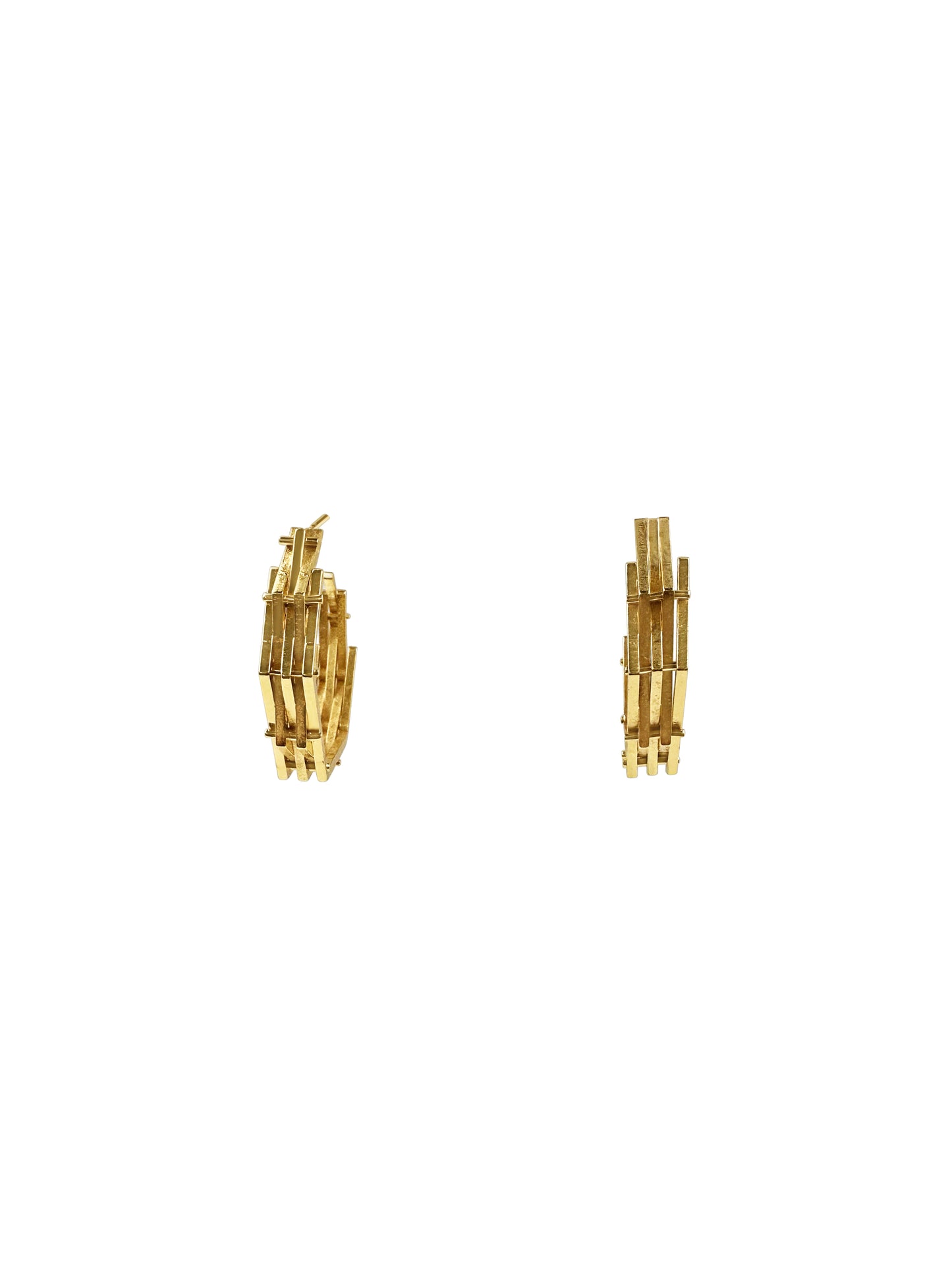 Gold Faceted Hexagon C-Hoop Earrings