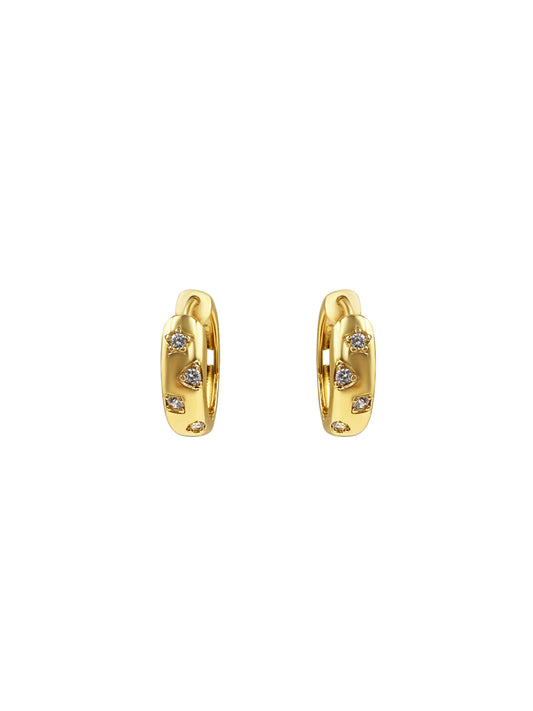 Gold Crystal Huggie Hoop Earrings