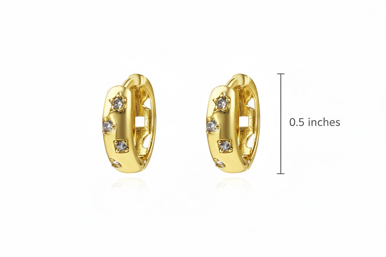 Gold Crystal Huggie Hoop Earrings