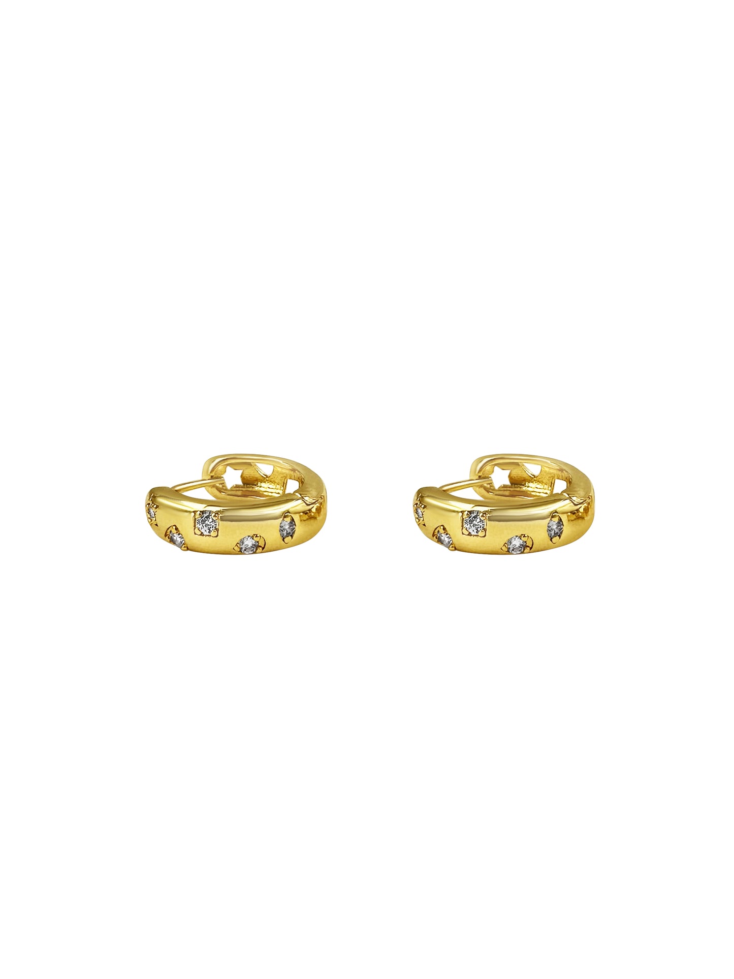 Gold Crystal Huggie Hoop Earrings