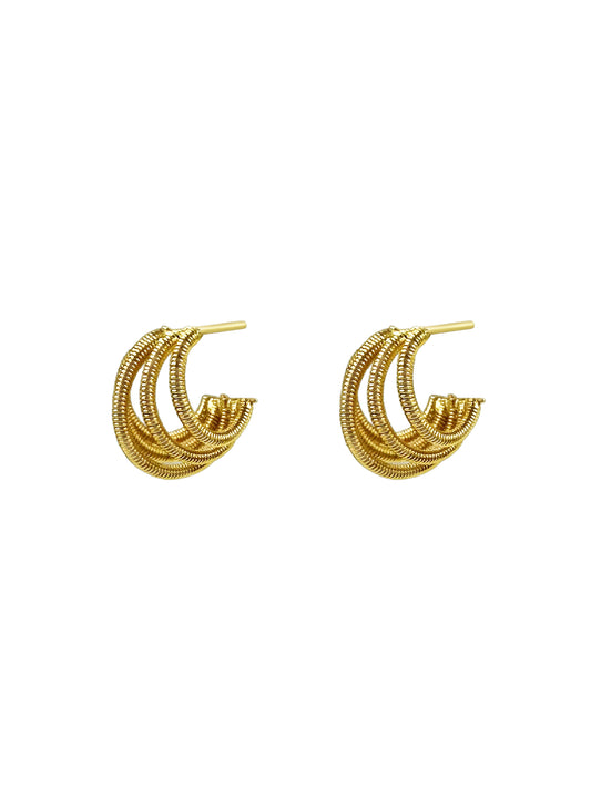 Gold Multi-Coil Textured Hoop Earrings