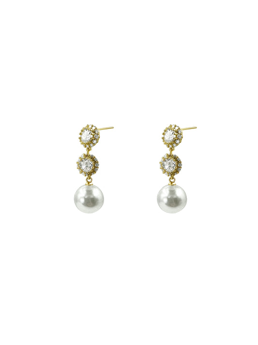 Gold Pearl Drop Earrings