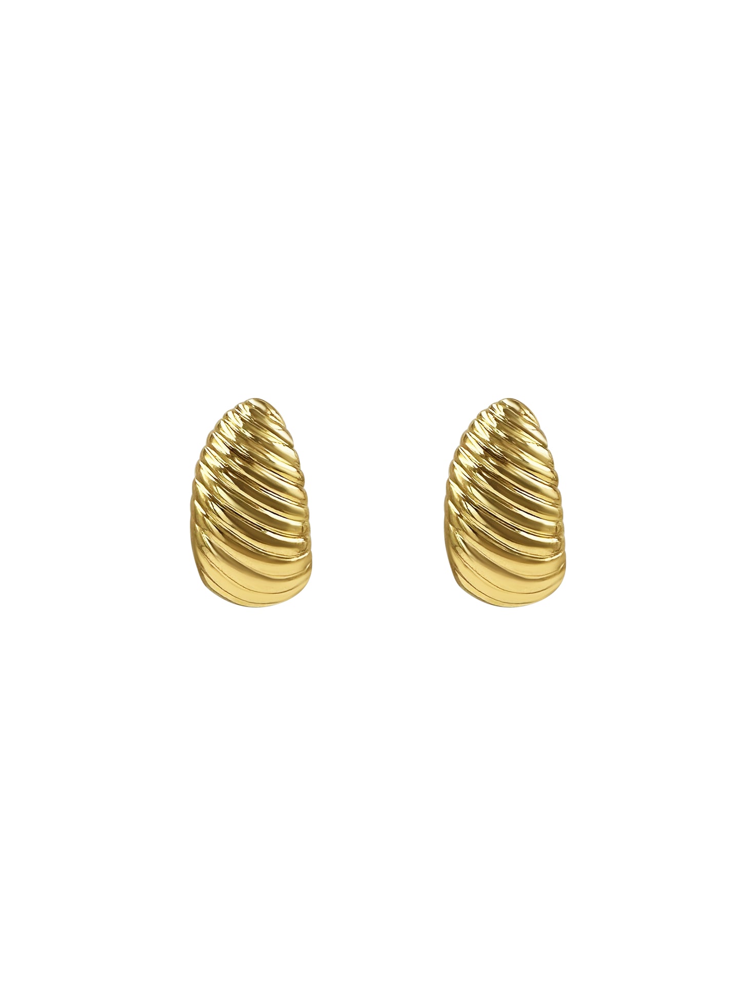 Gold Ribbed Dome Stud Earrings
