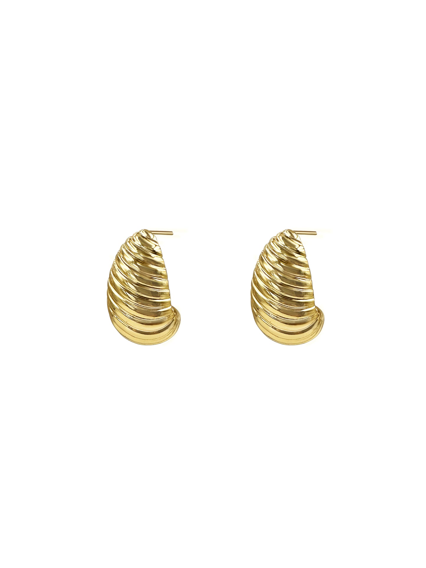 Gold Ribbed Dome Stud Earrings