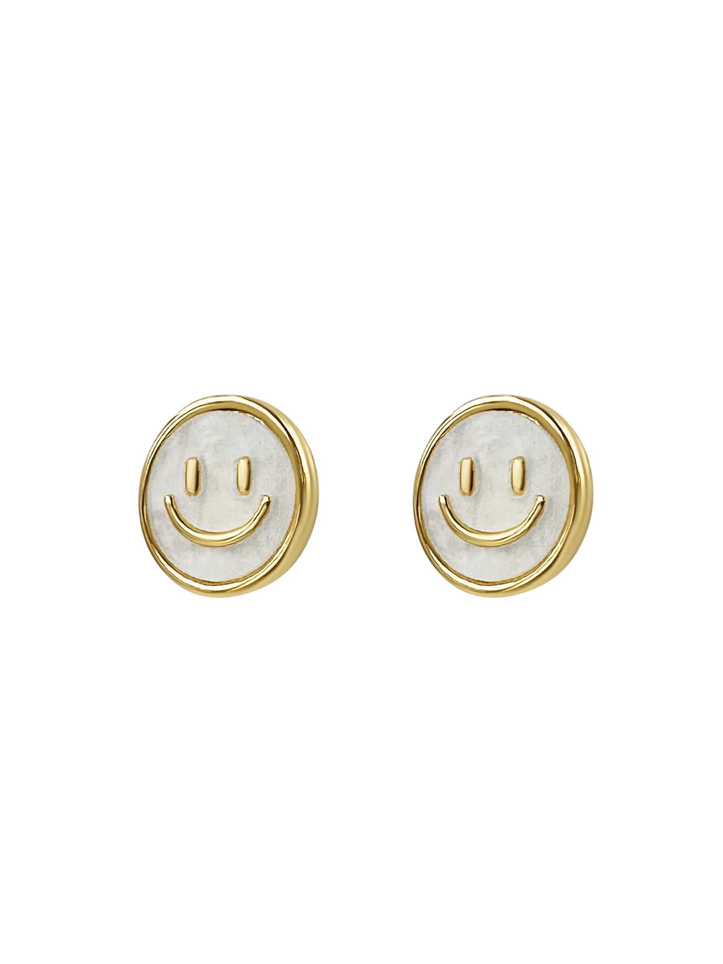 Gold Smiley Face Stud Earrings