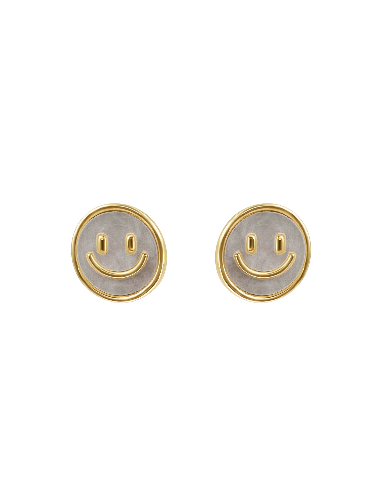 Gold Smiley Face Stud Earrings