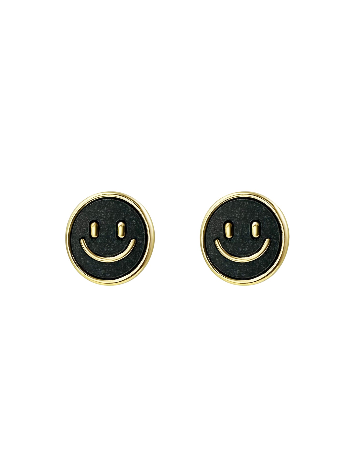 Gold Smiley Face Stud Earrings
