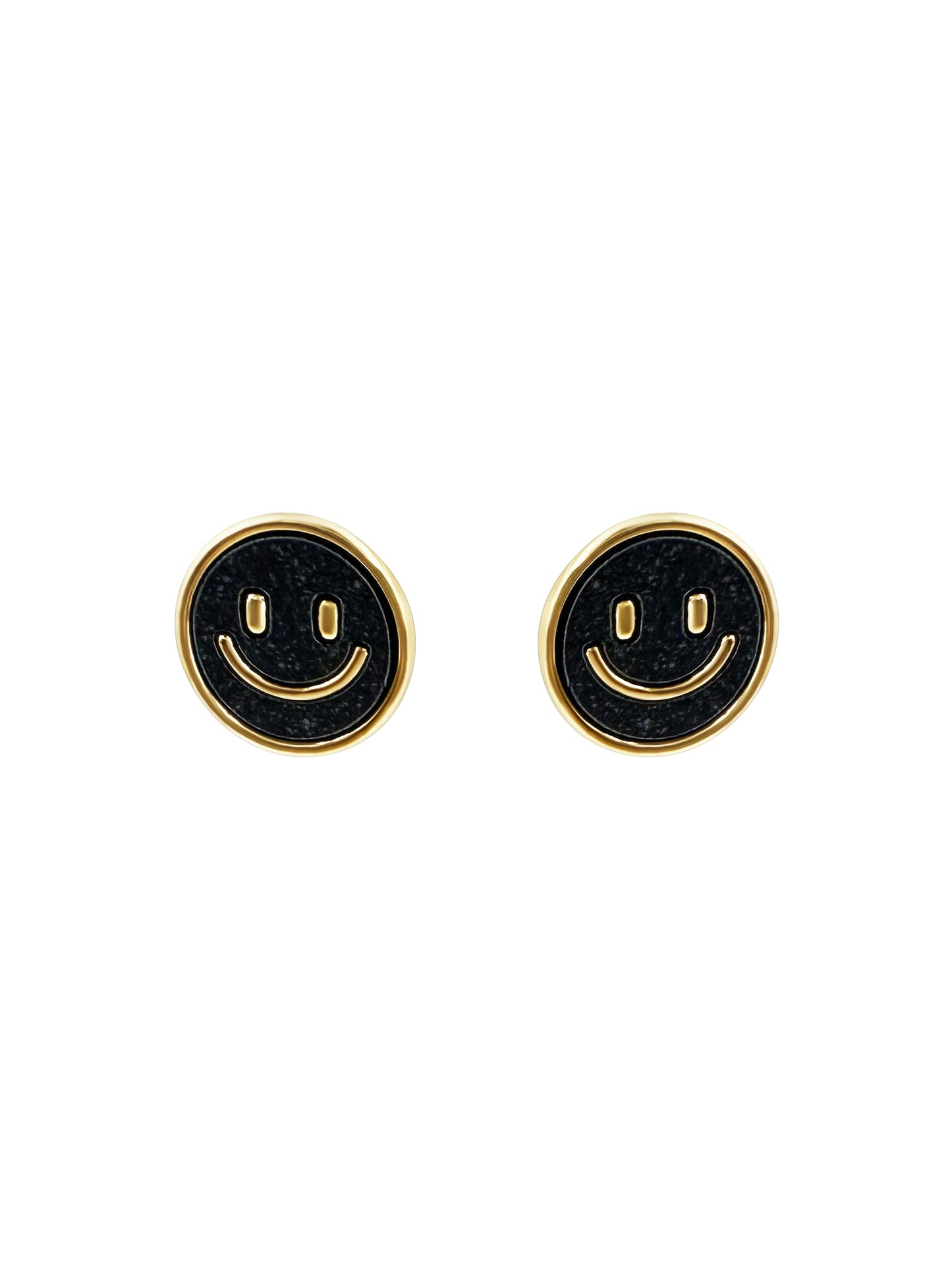 Gold Smiley Face Stud Earrings