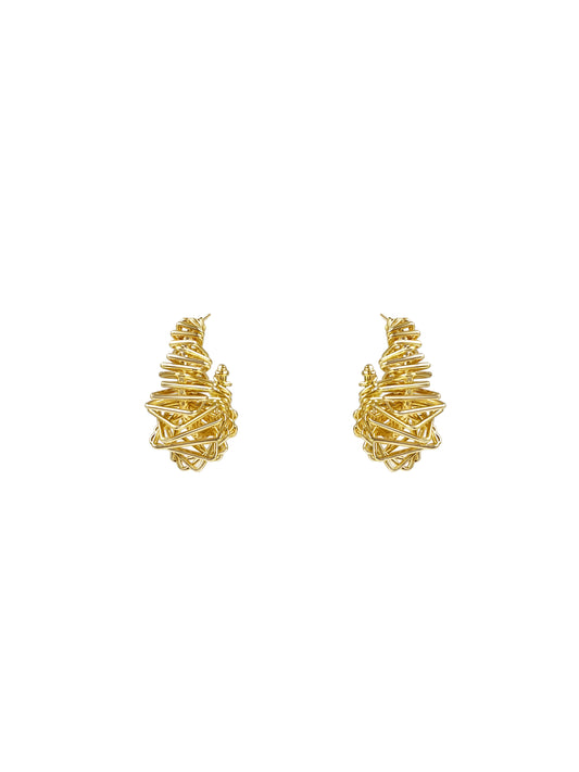 Gold Wire-Wrapped Sculptural Earrings