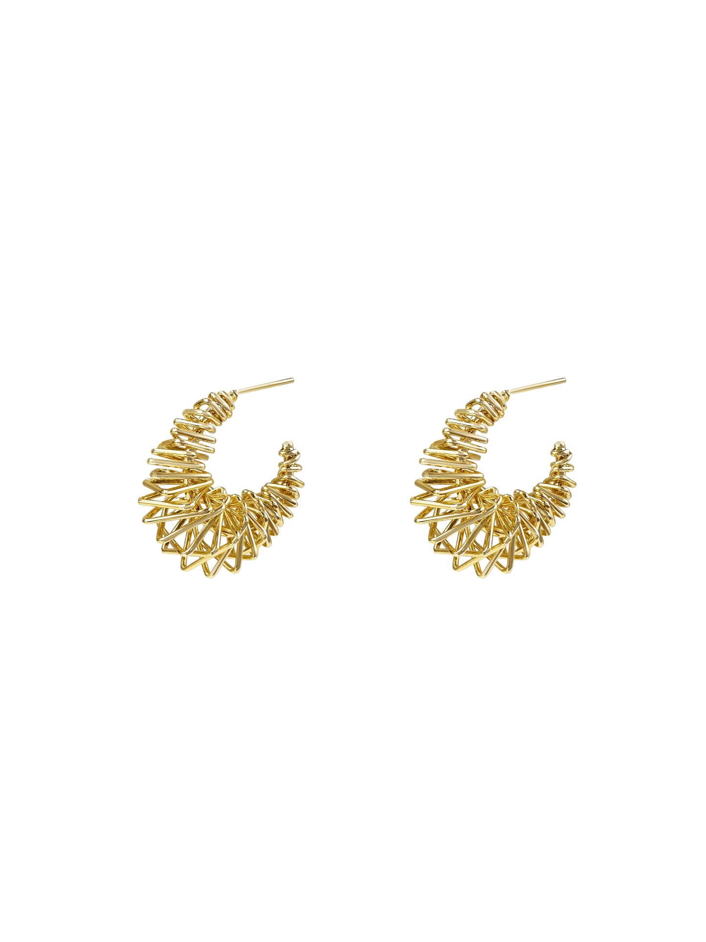 Gold Wire Spiral Hoop Earrings