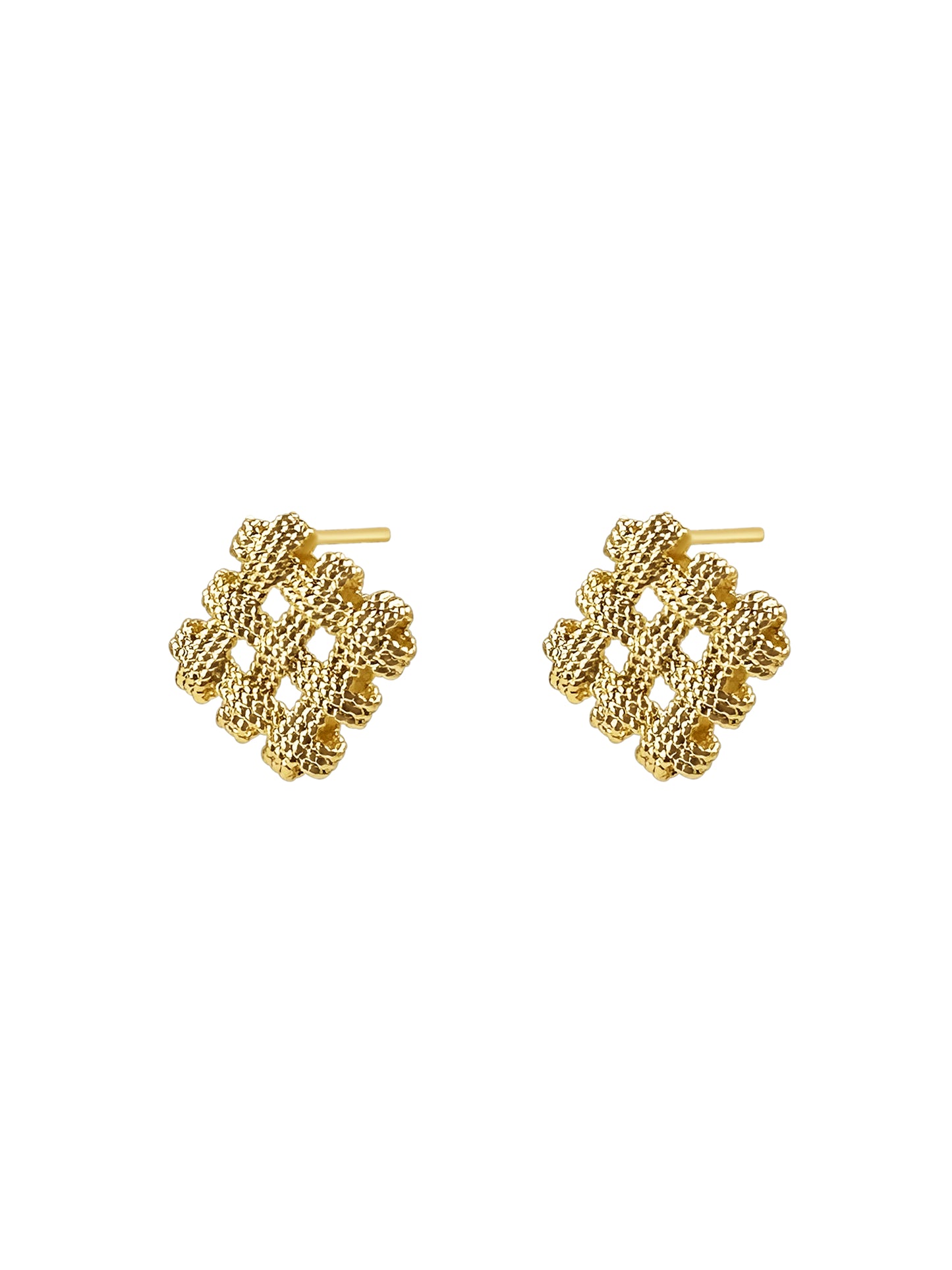 Gold Woven Knot Stud Earrings