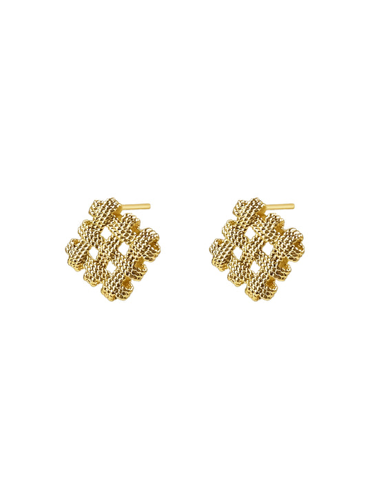 Gold Woven Knot Stud Earrings
