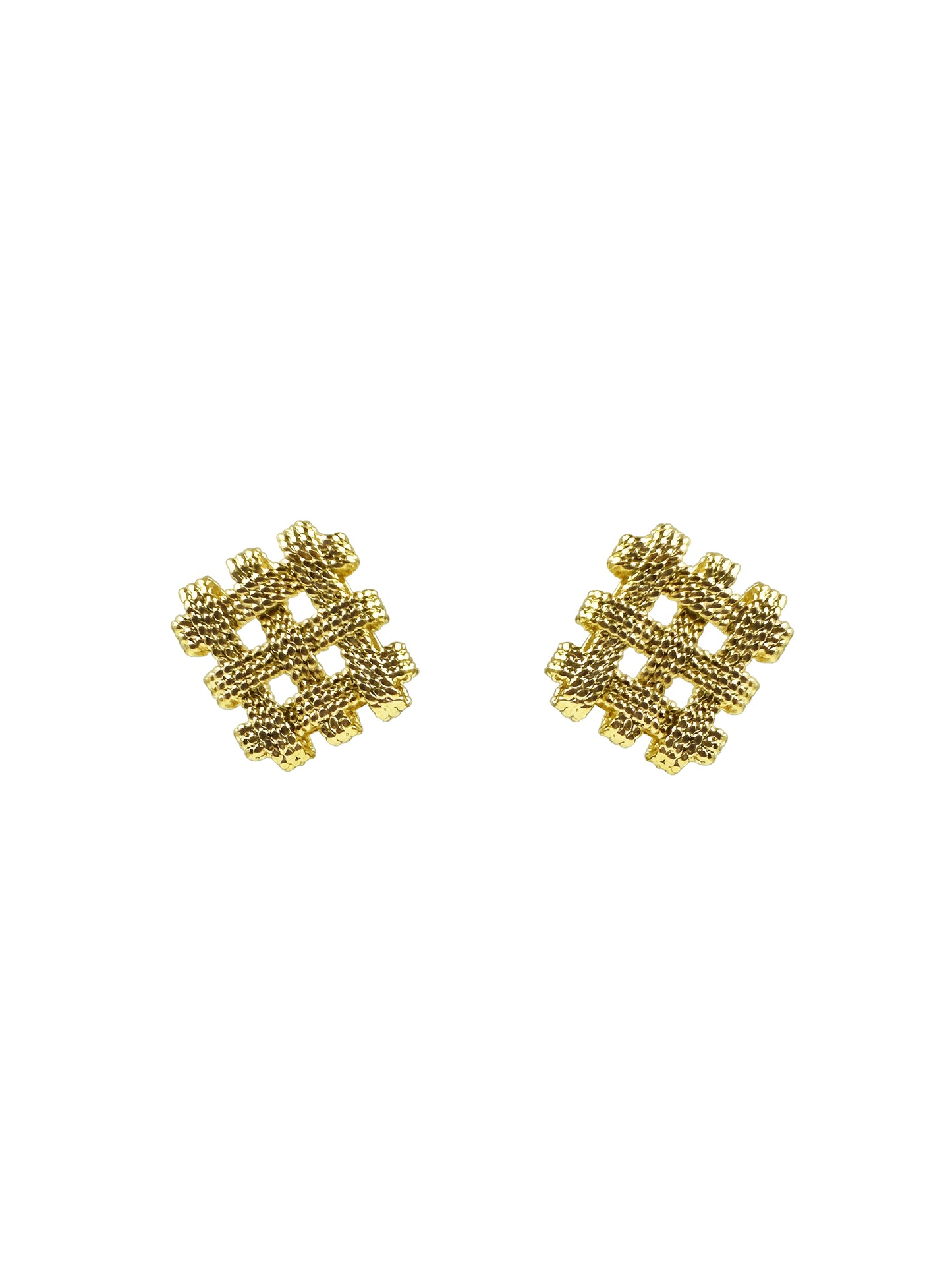 Gold Woven Knot Stud Earrings