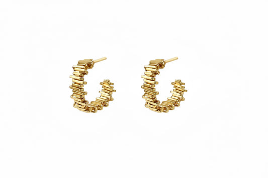 Golden Baguette Huggie Hoop Earrings