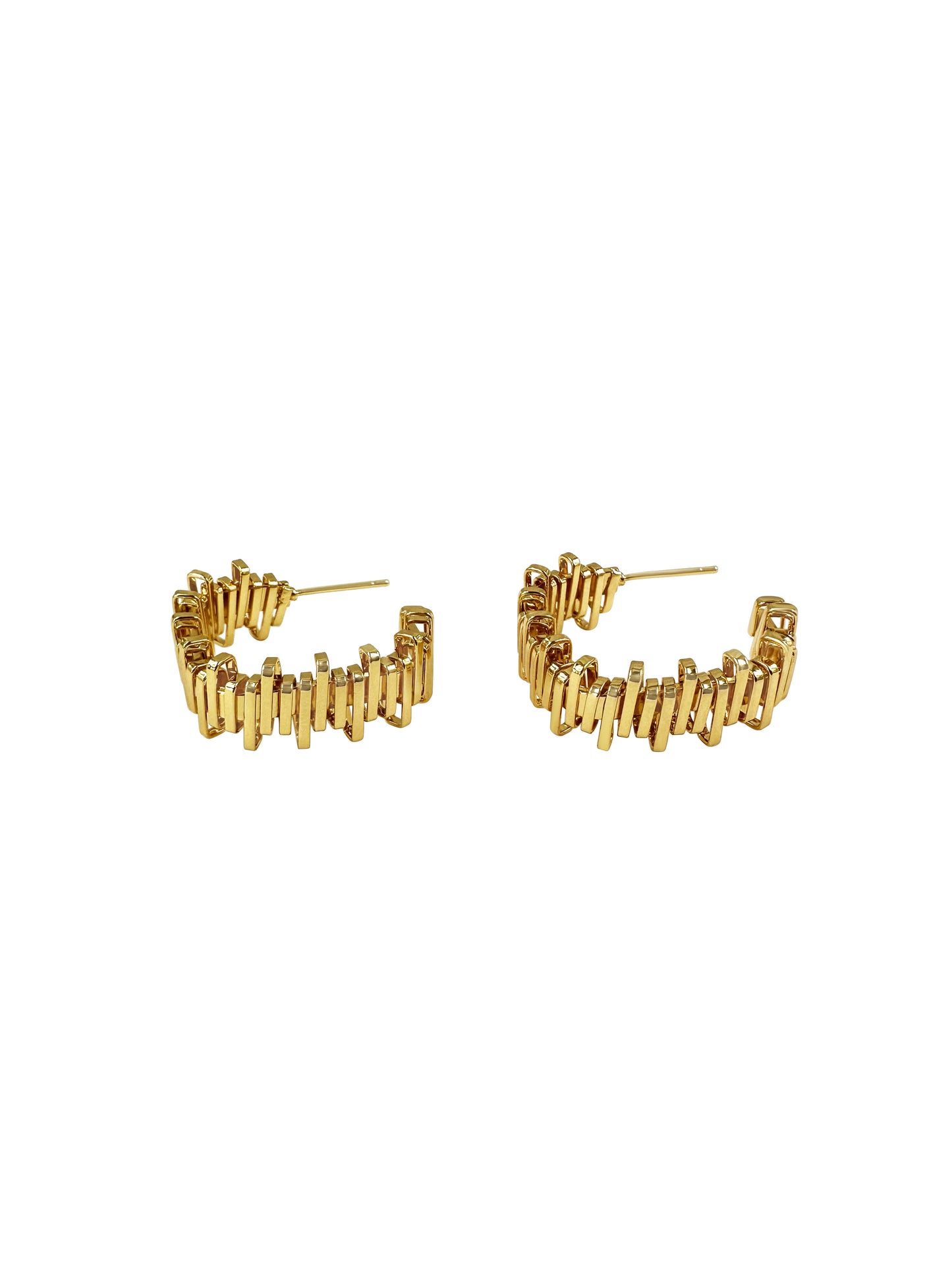 Golden Baguette Huggie Hoop Earrings