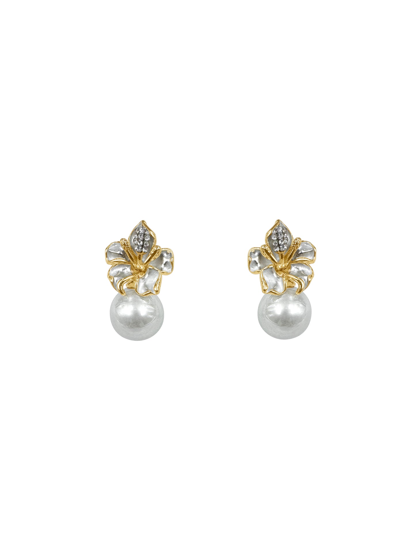 Hibiscus Pearl Drop Earrings