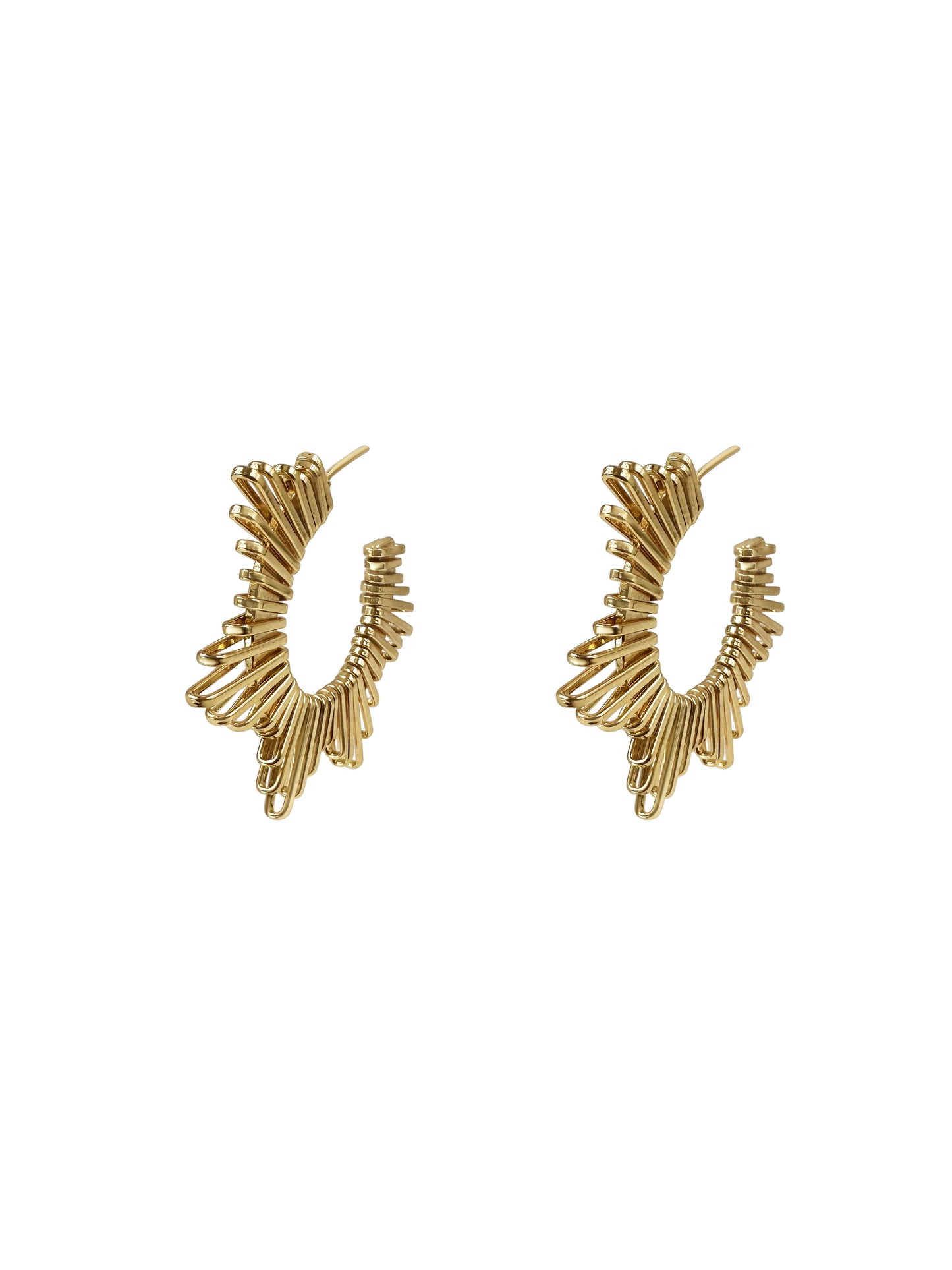Gold Sunburst Hoop Earrings