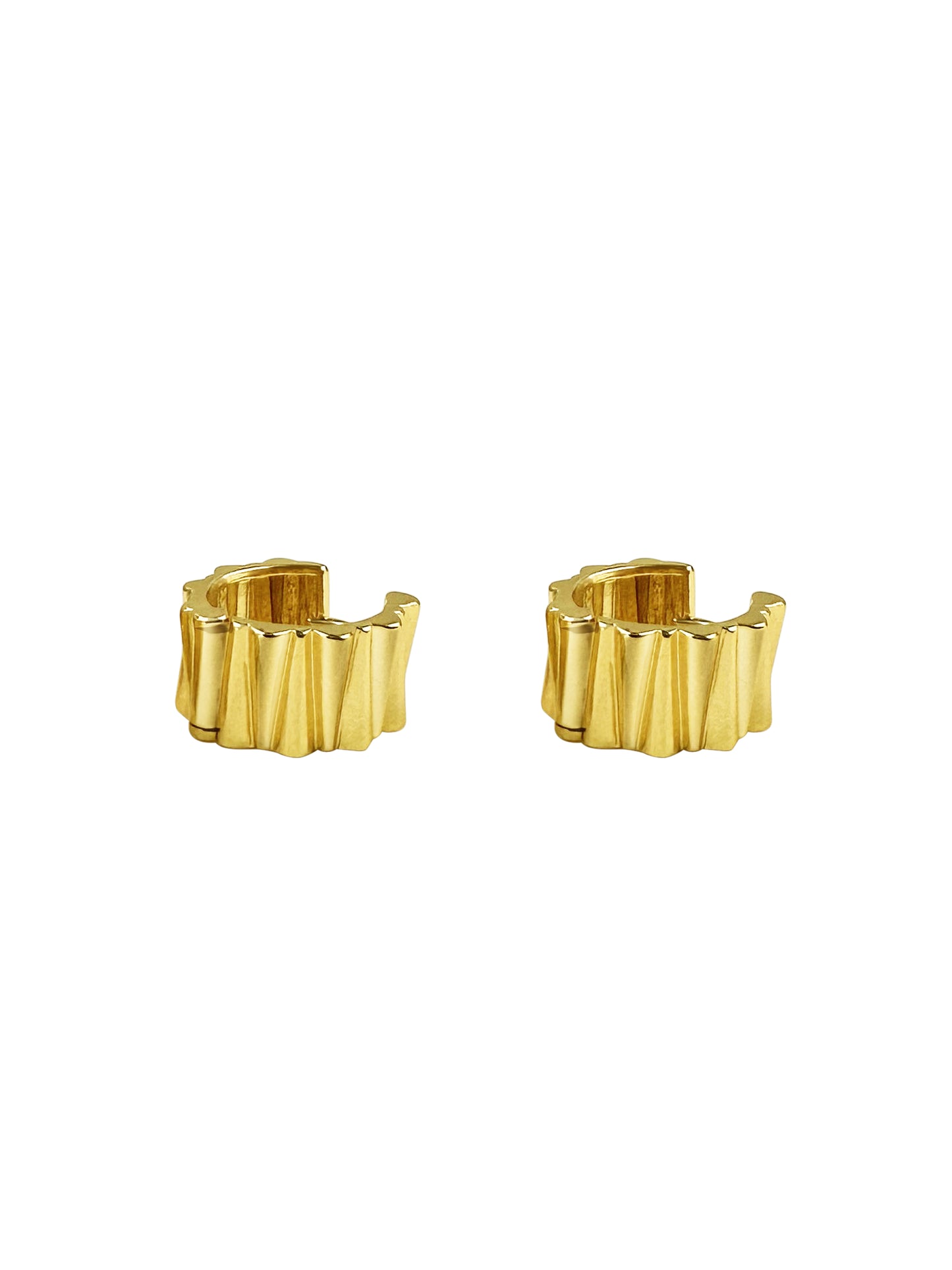 Gold Ribbed Huggie Hoop Earrings