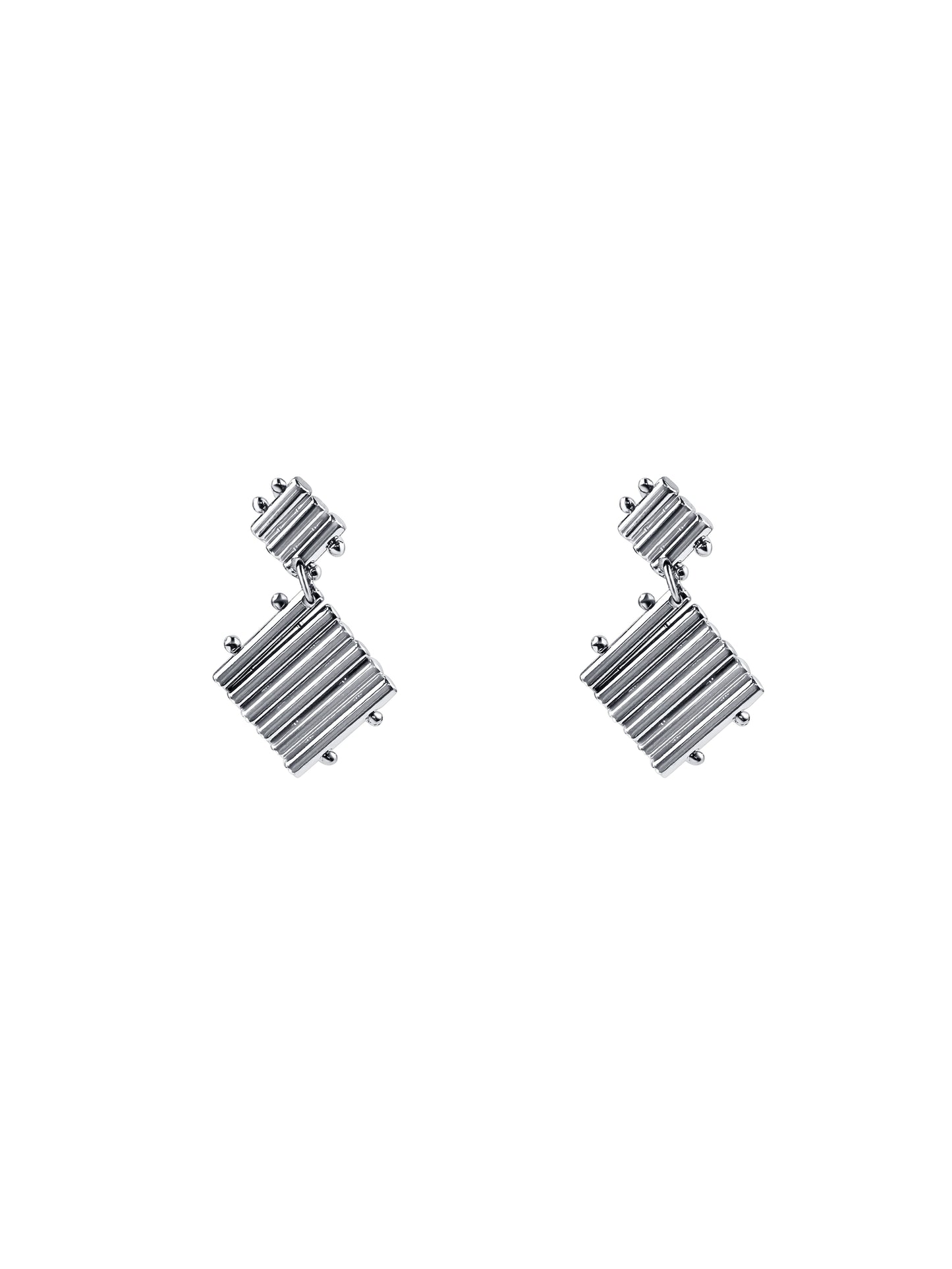 Gold Ribbed Diamond Drop Earrings