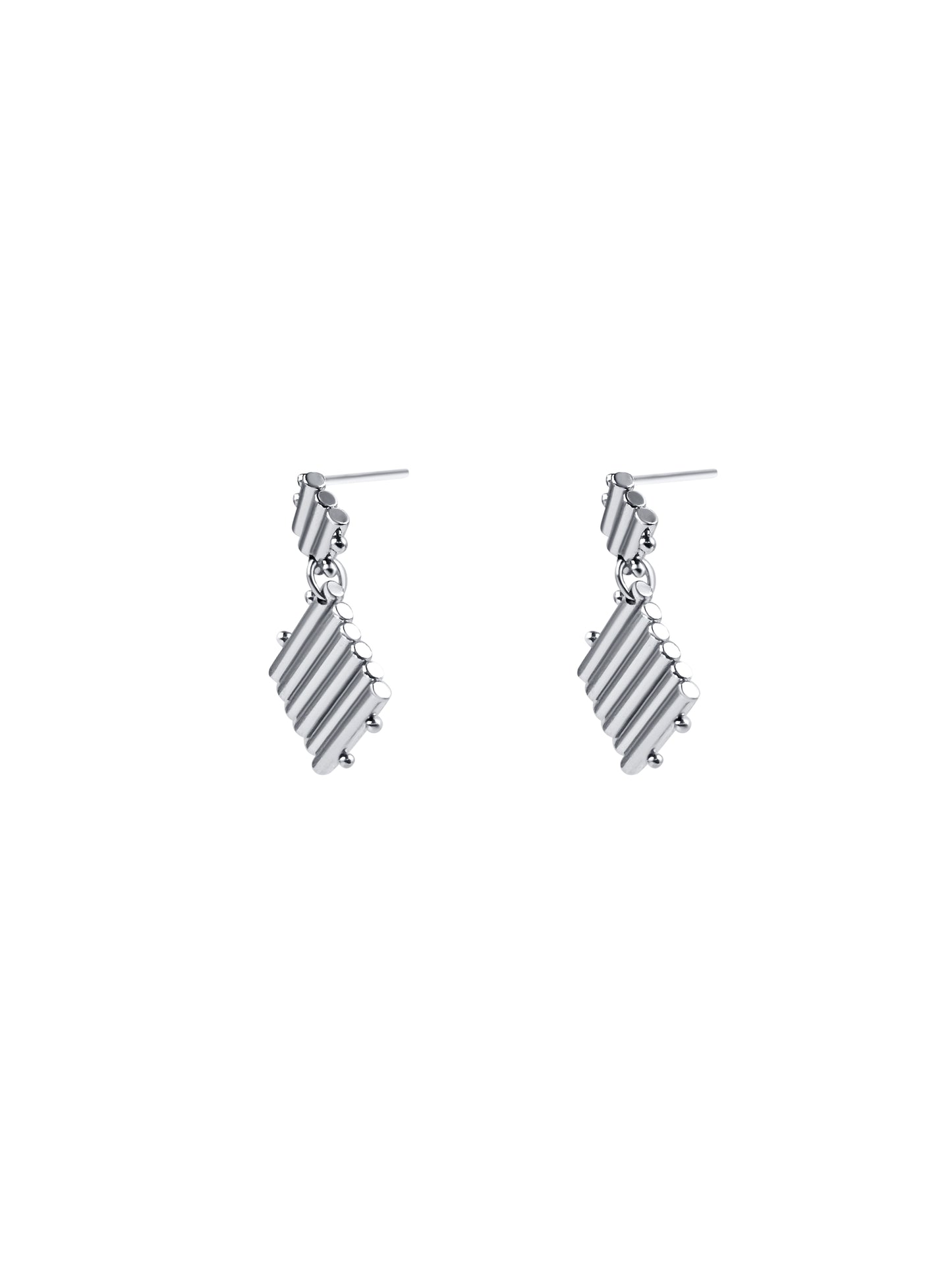 Gold Ribbed Diamond Drop Earrings