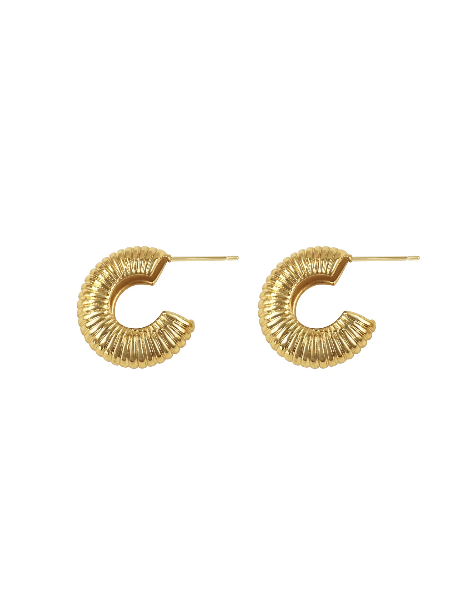 Gold Chunky Ribbed C-Hoop Earrings