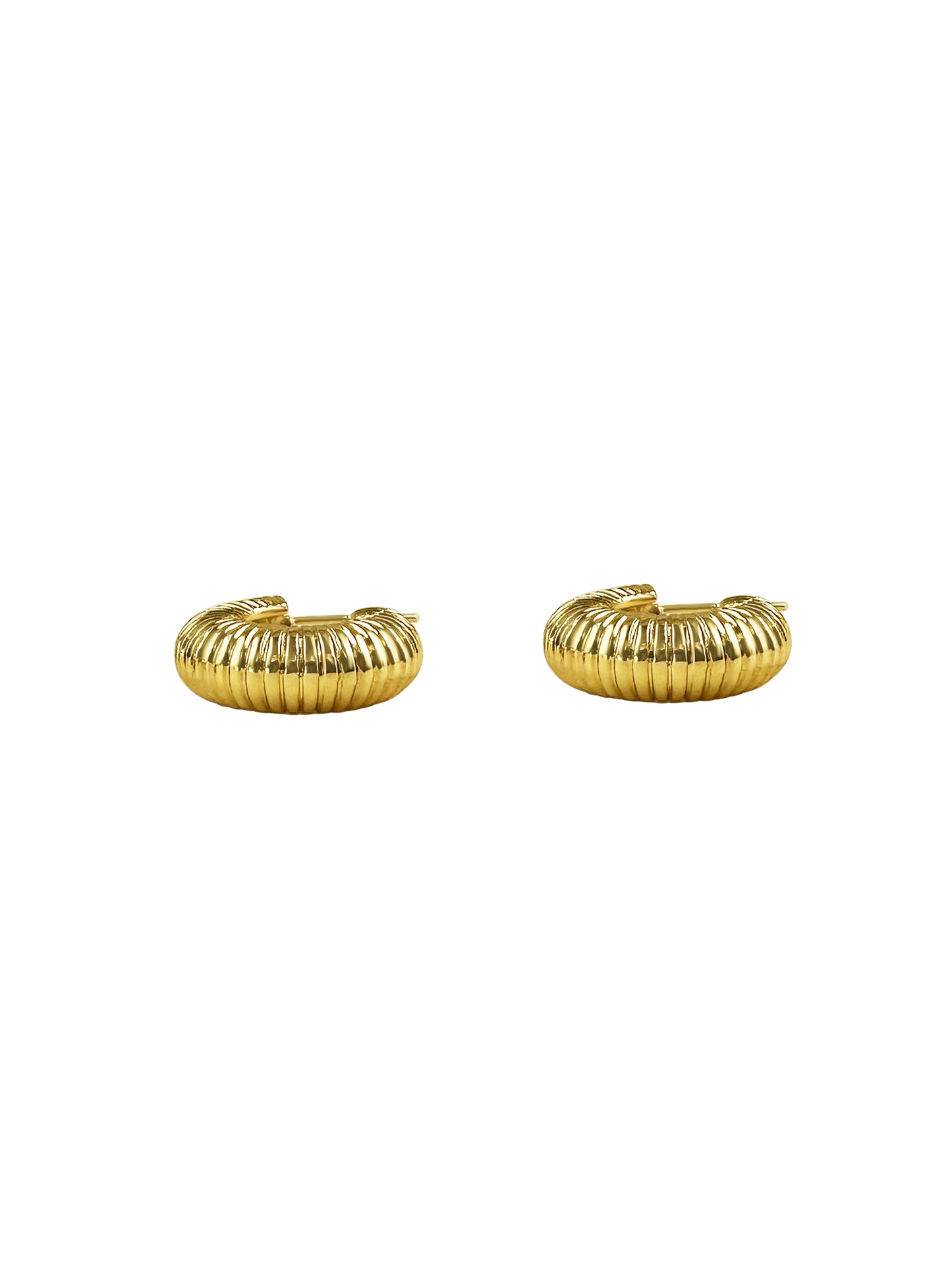 Gold Chunky Ribbed C-Hoop Earrings