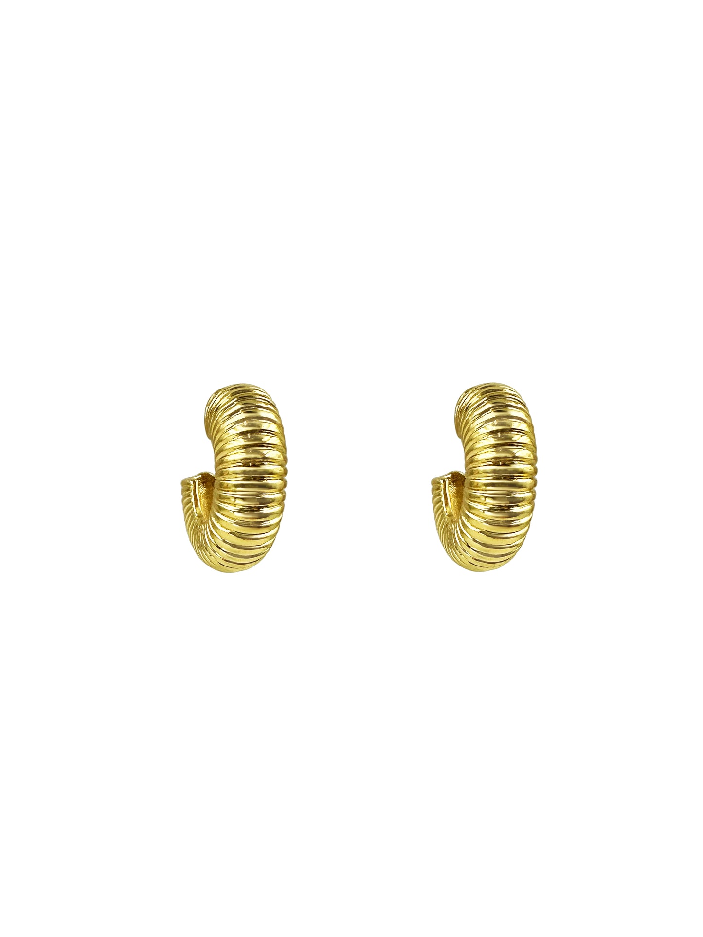 Gold Chunky Ribbed C-Hoop Earrings
