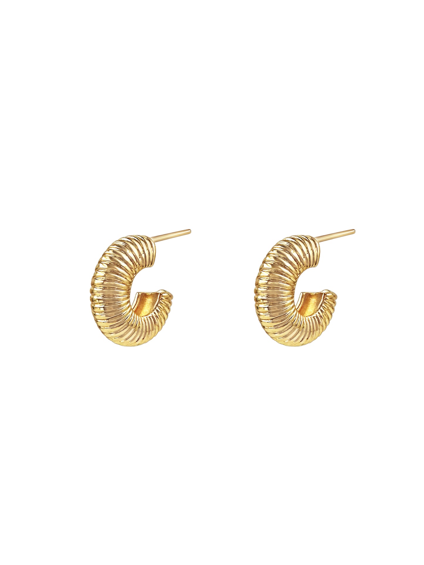 Gold Chunky Ribbed C-Hoop Earrings