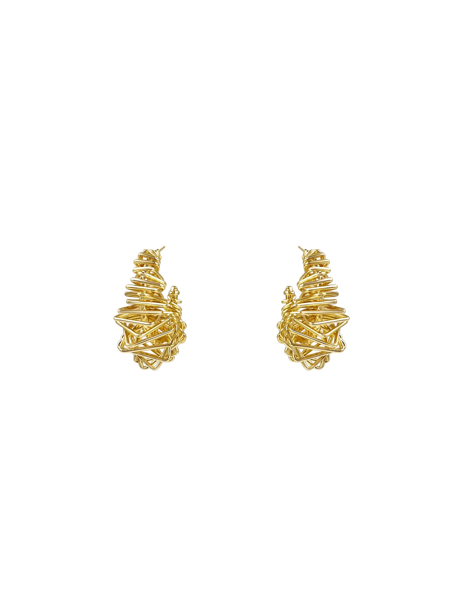 Gold Wire Spiral Hoop Earrings