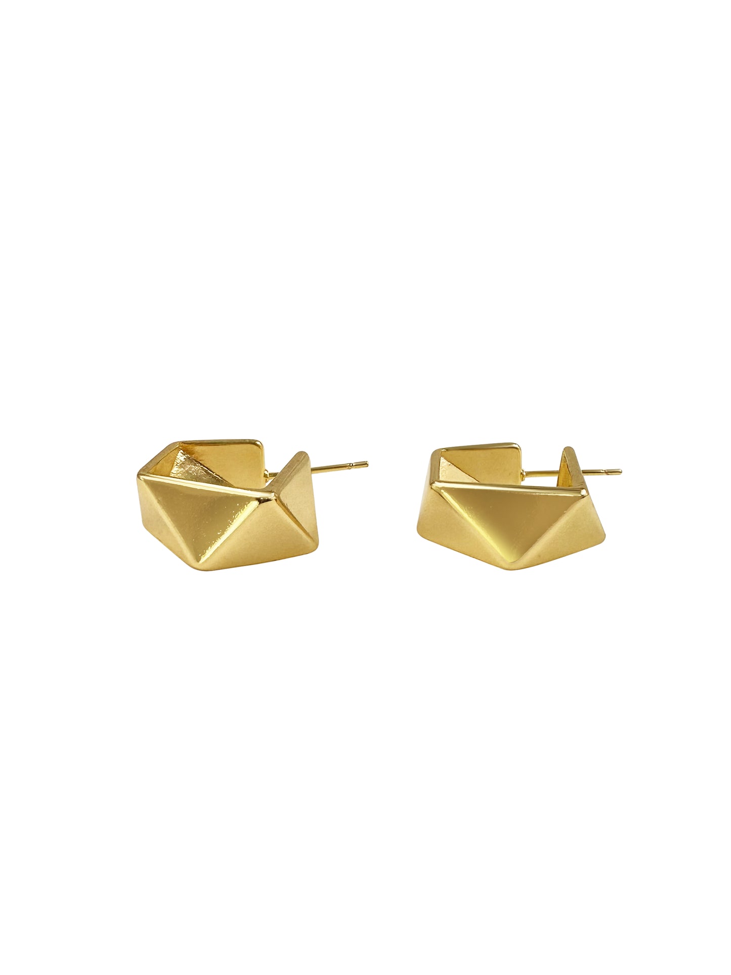 Gold Geometric Origami C-Hoop Earrings