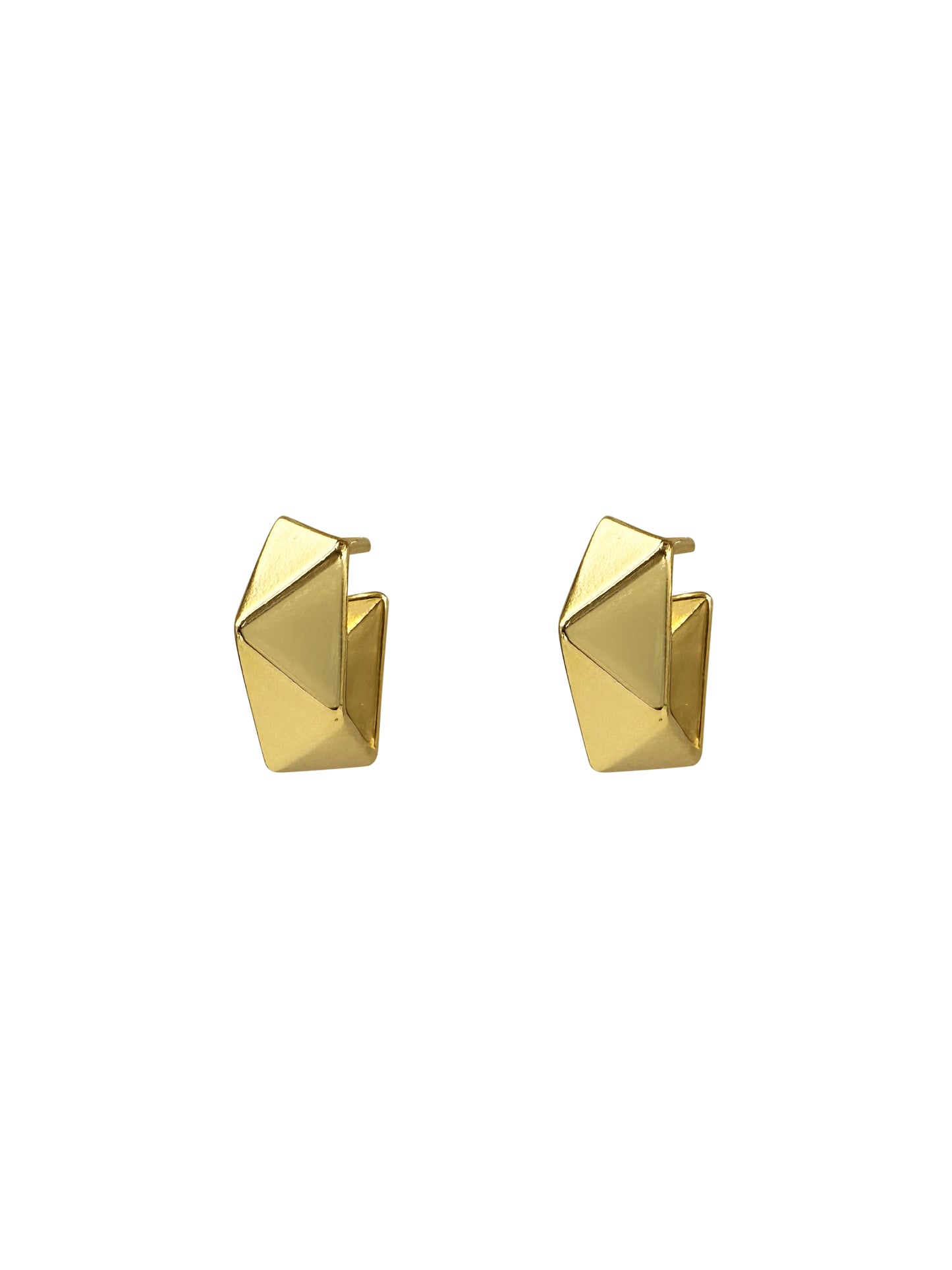 Gold Geometric Origami C-Hoop Earrings
