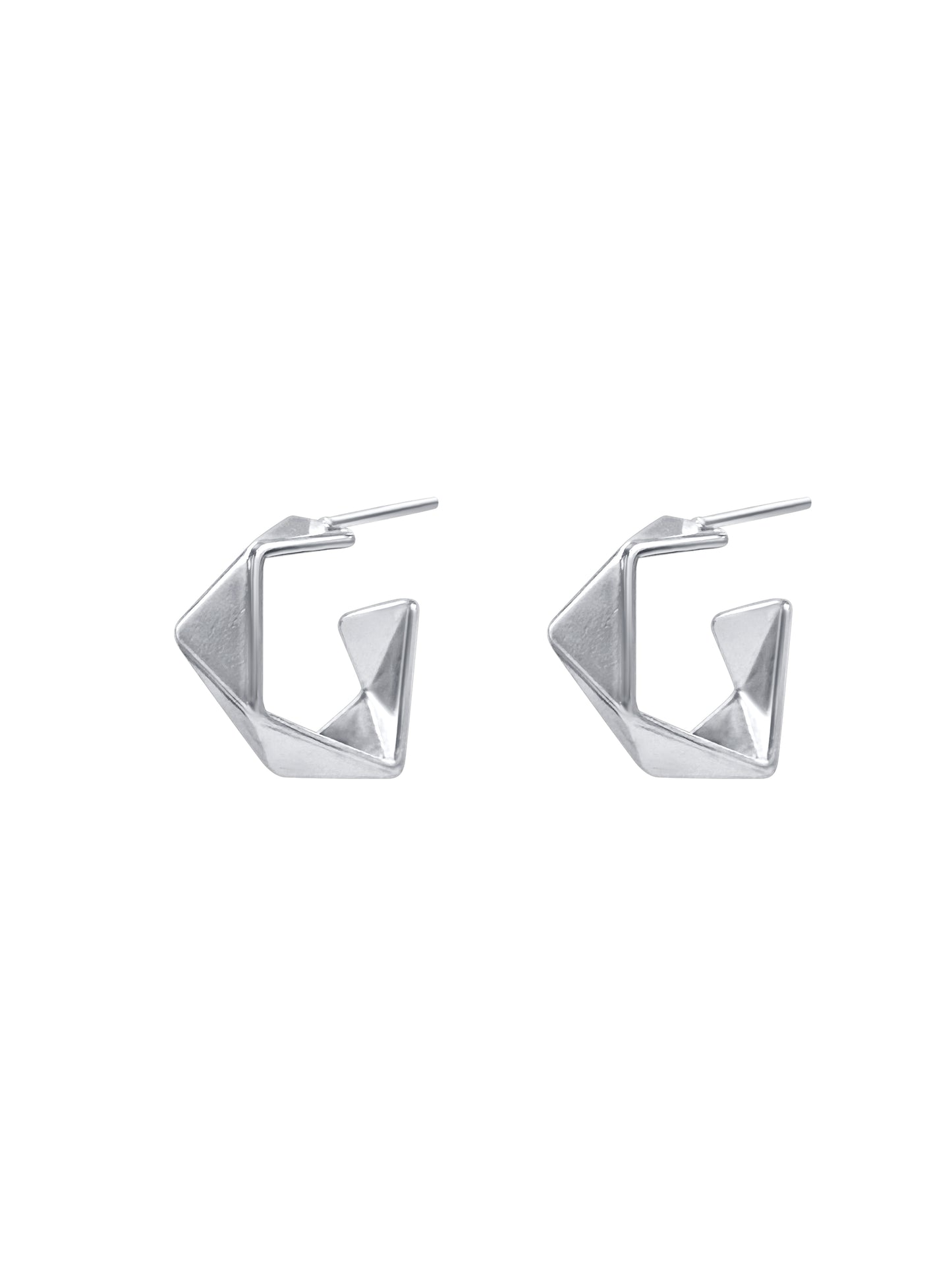 Gold Geometric Origami C-Hoop Earrings