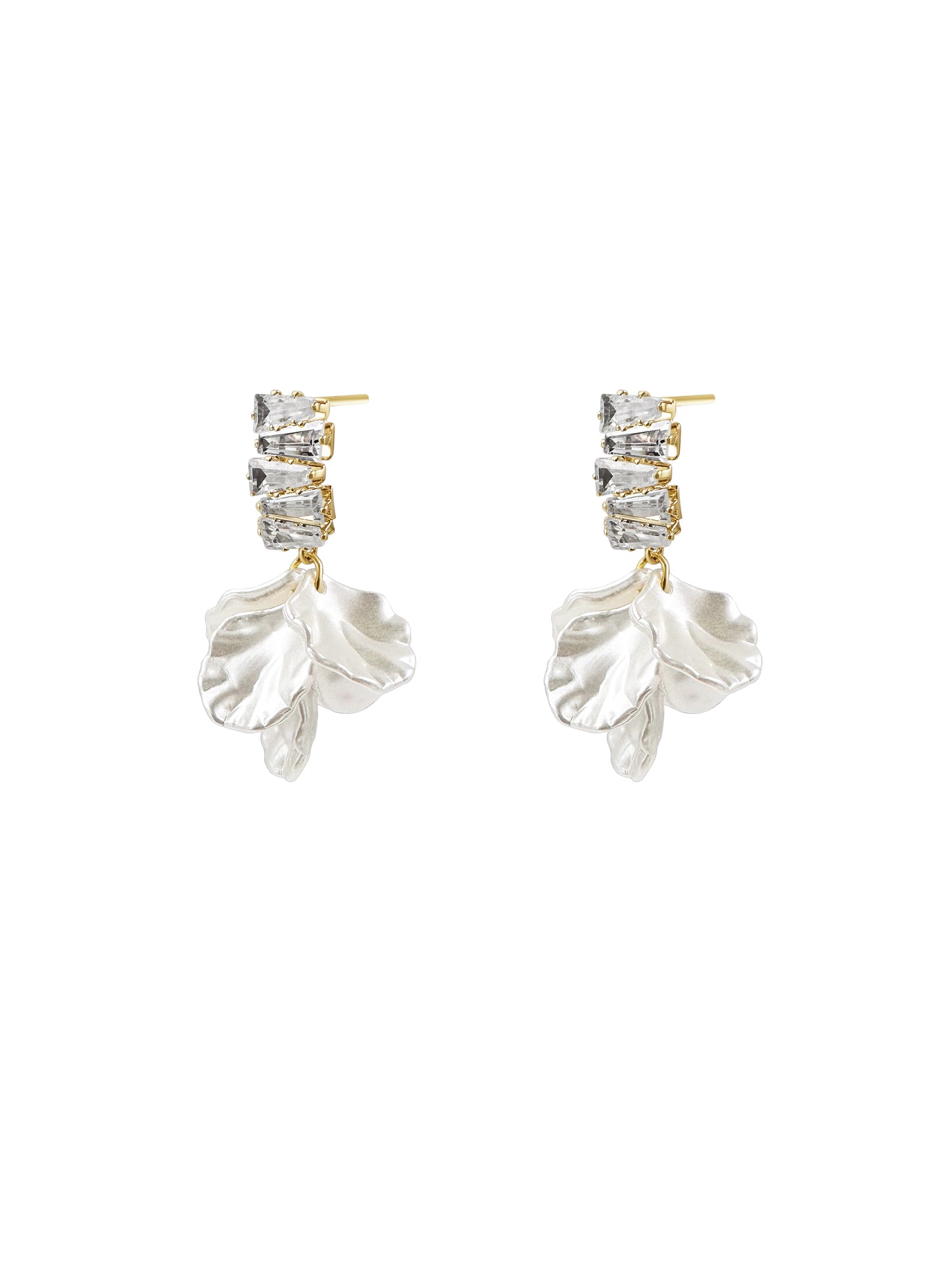 Crystal Baguette Petal Drop Earrings 3